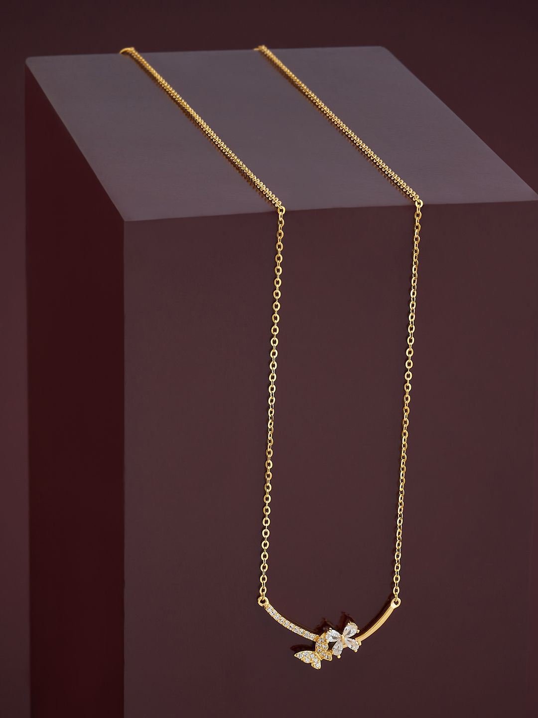 

Kushal's Fashion Jewellery 92.5 Pure Silver Gold-Plated Cubic Zirconia Studded Chain