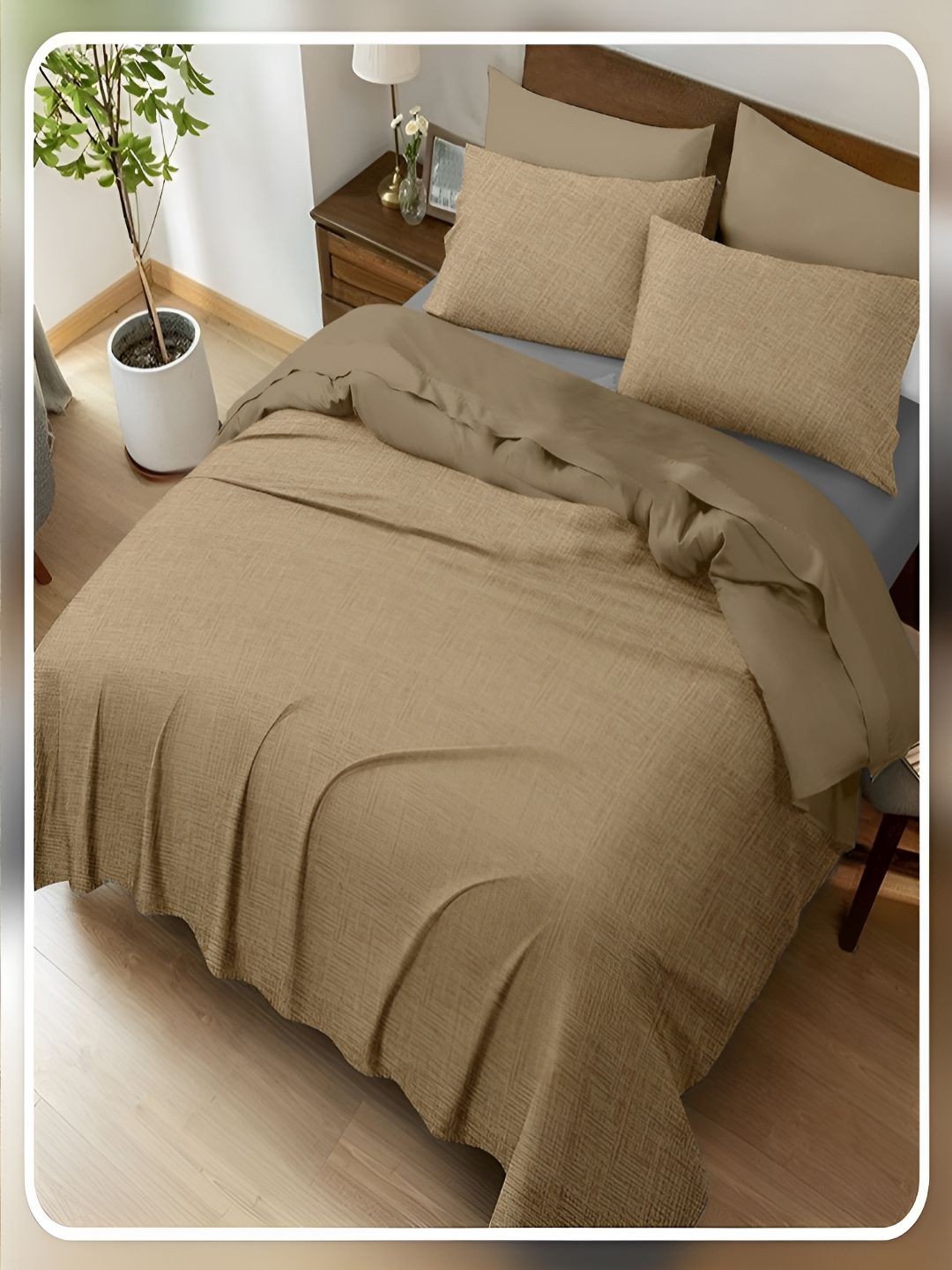 

tundwal's Brown 400 TC King Bedsheet with 2 Pillow Covers