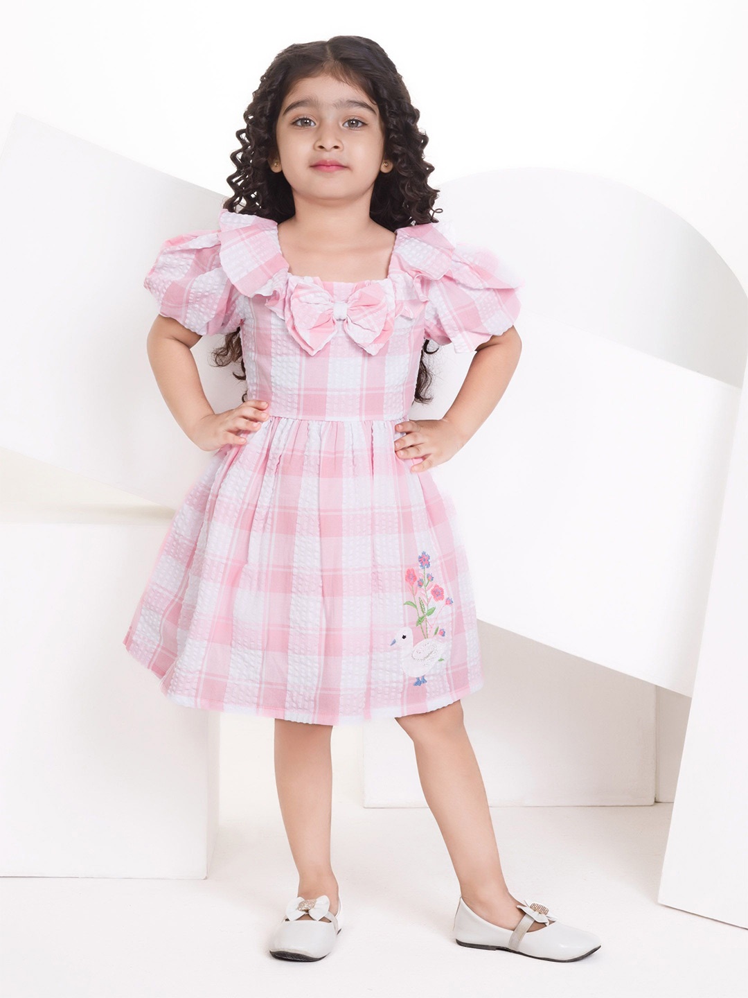 

Peppermint Dyed Flutter Sleeve Fit and Flare Dress, Pink