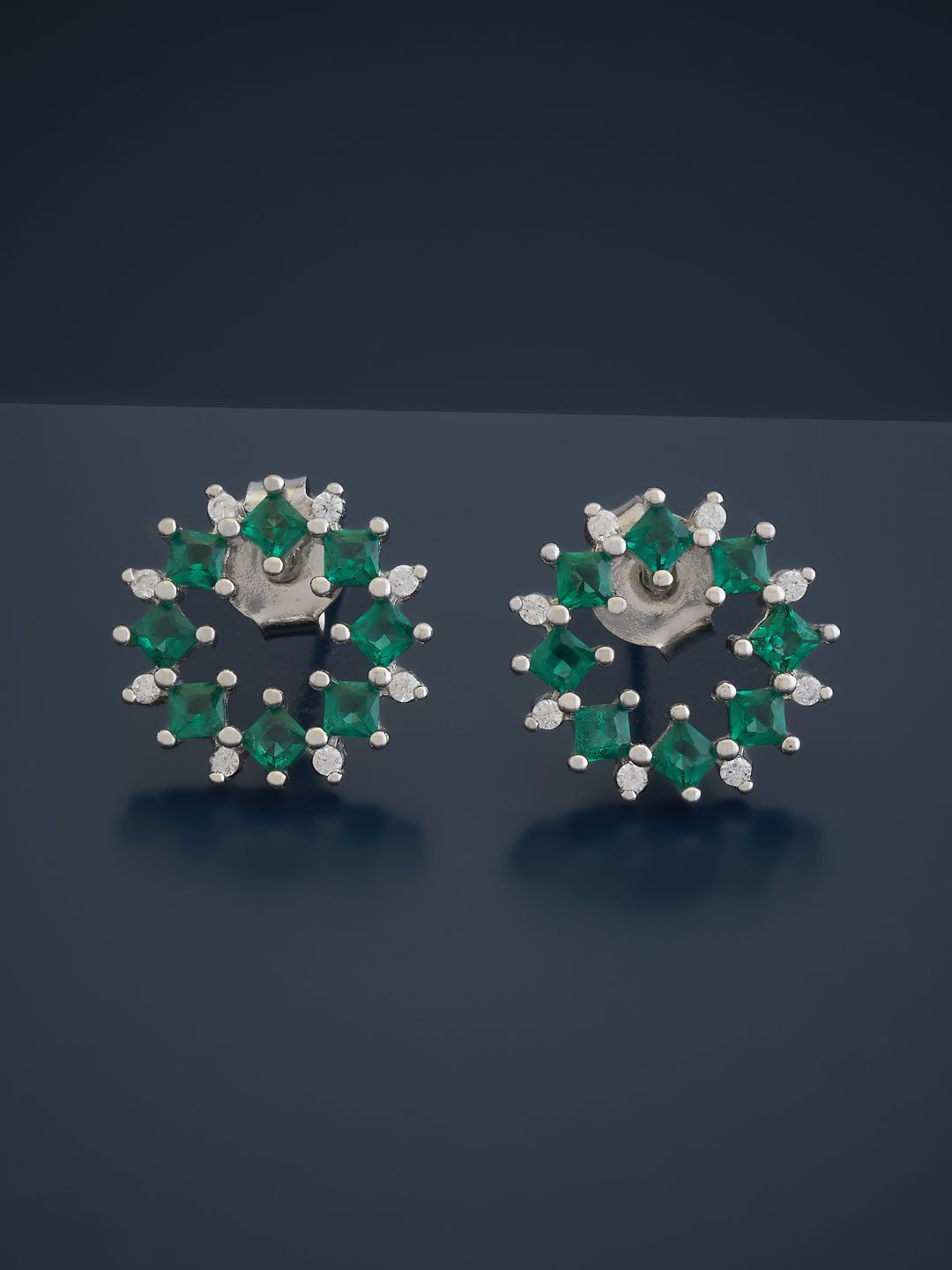 

Kushal's Fashion Jewellery Rhodium Plated 92.5 Pure Silver Cubic Zirconia Studs