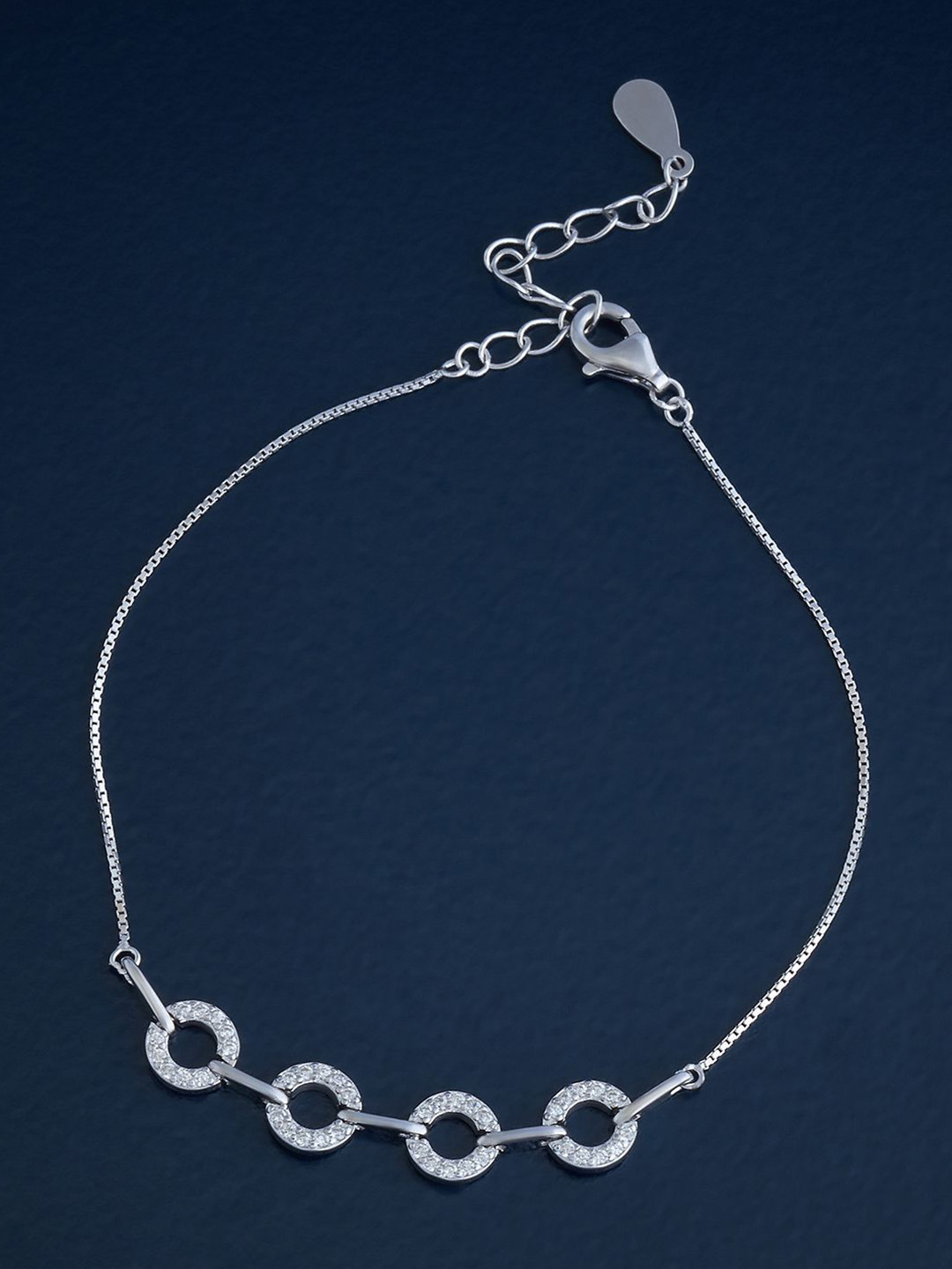 

Kushal's Fashion Jewellery 92.5 Pure Silver Rhodium-Plated CZ Wraparound Bracelet