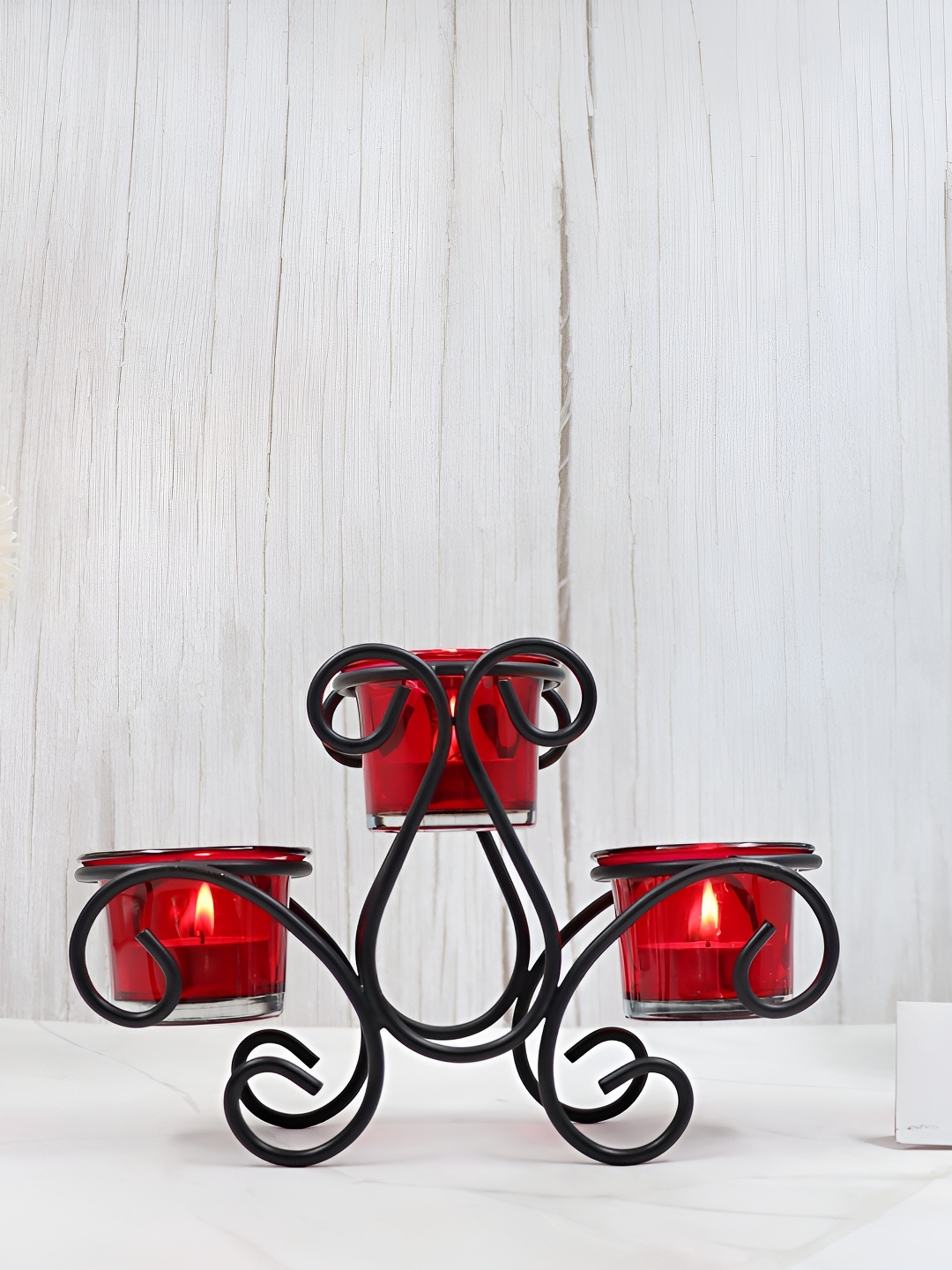 

HOSLEY Black & Red Metal Candle Holder