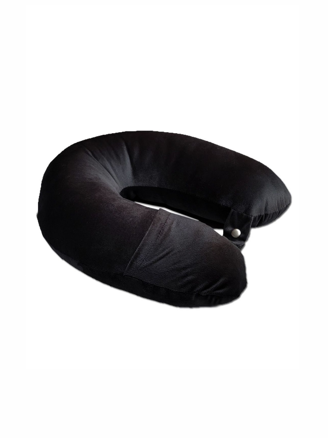 

ANA Black Faux Velvet Breathable Travel Neck Pillow With Pocket