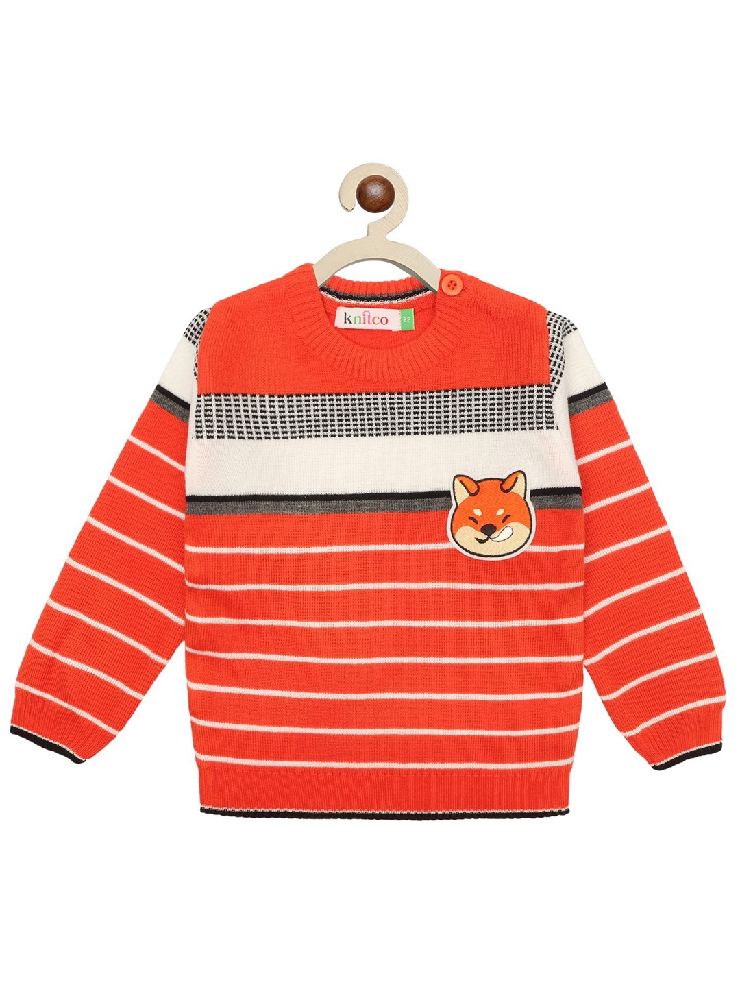 

KNITCO Unisex Kids Striped Pullover, Orange
