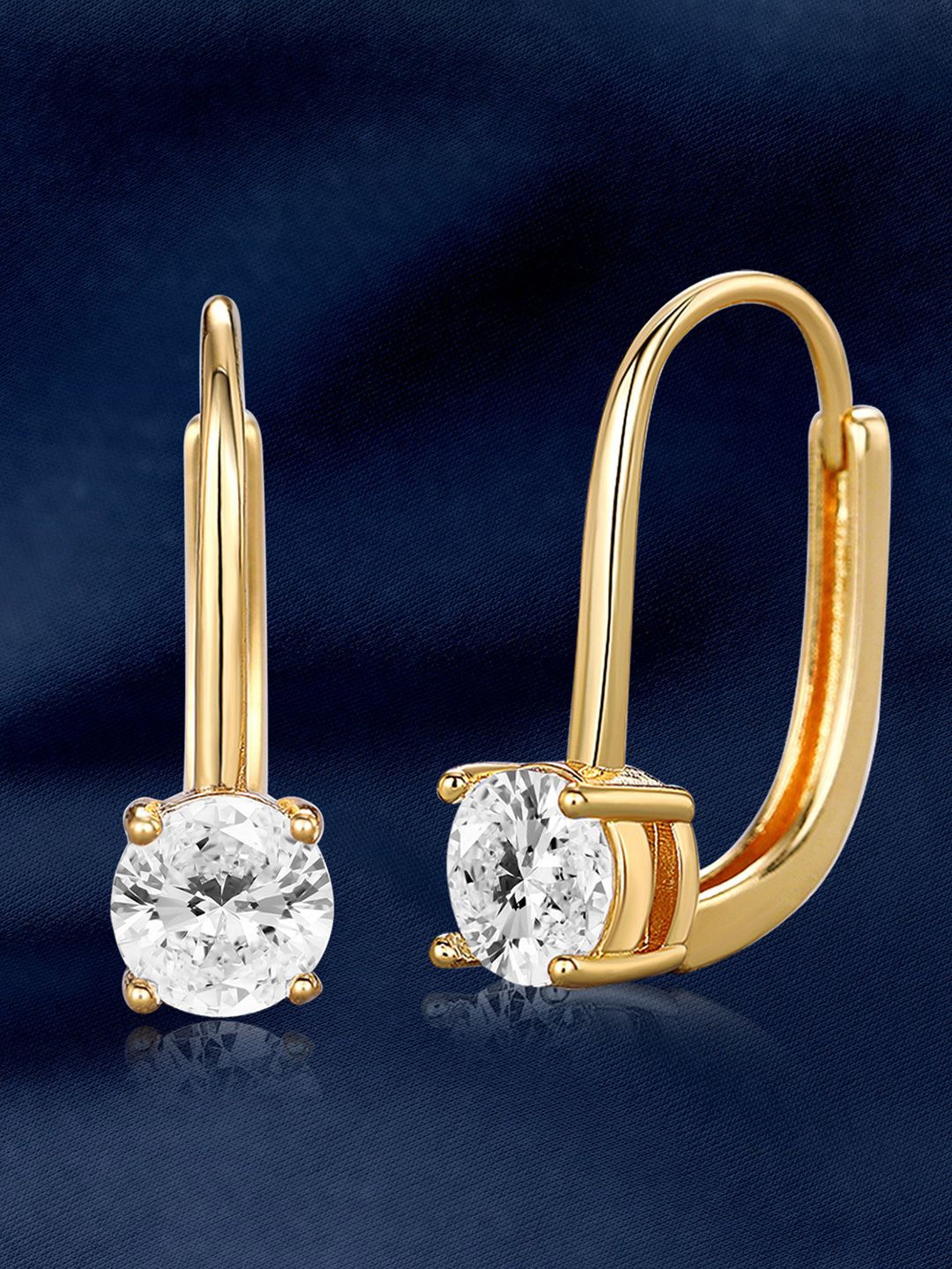 

Peora Gold Plated Cubic Zirconia Contemporary Hoop Earrings