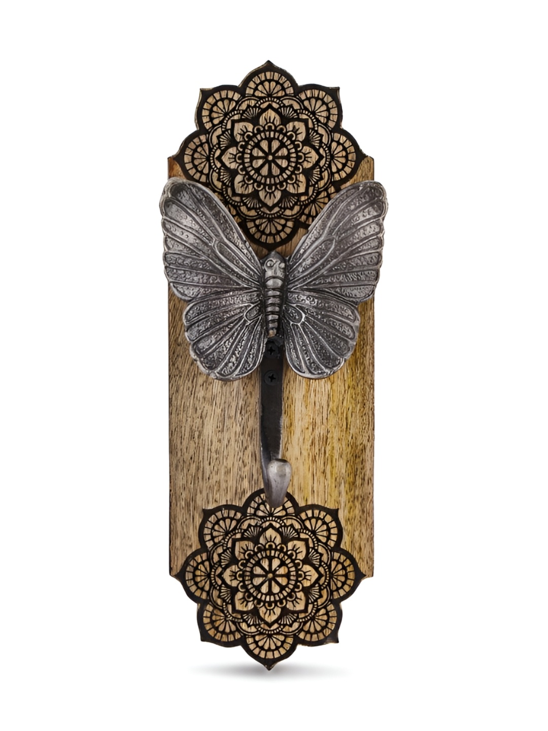 

Fabindia Brown & Black Textured Wooden Butterfly Wall Hook