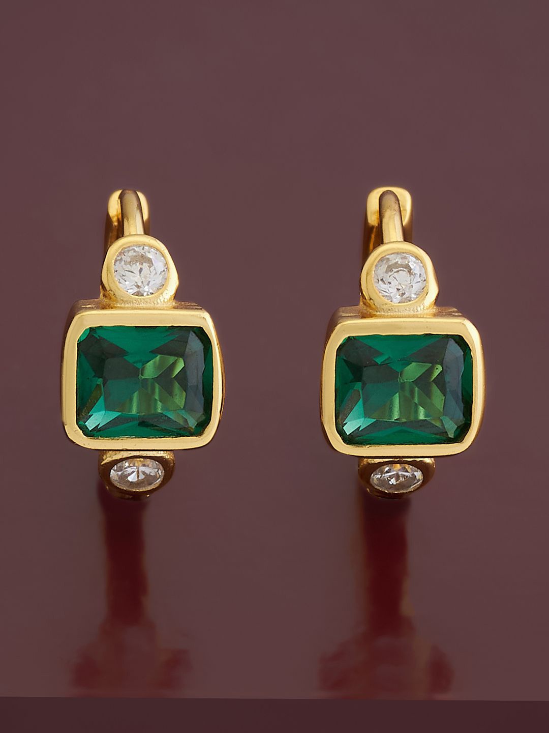 

Kushal's Fashion Jewellery 92.5 Pure Silver Gold Plated Cubic Zirconia Hoop Earrings