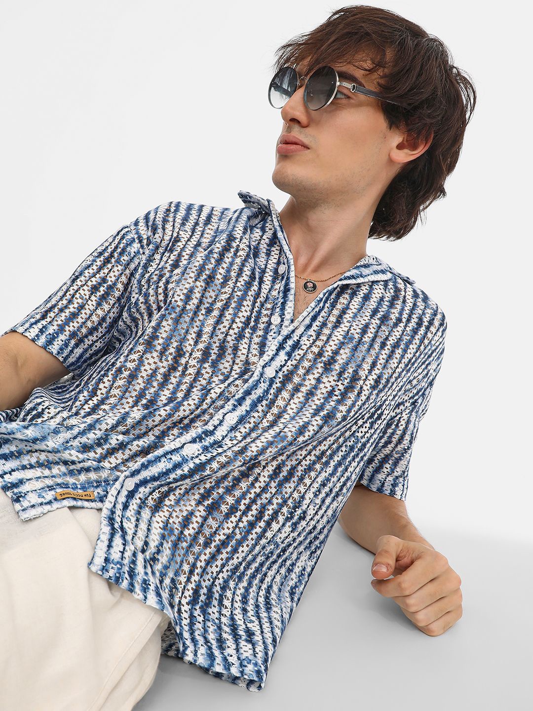 

Campus Sutra Men Comfort Spread Collar Textured Cotton Oversized Casual Shirt, Multi