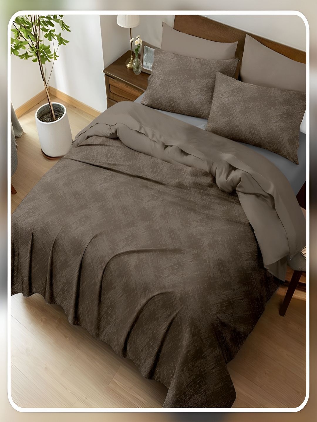 

tundwal's Brown 400 TC King Bedsheet with 2 Pillow Covers