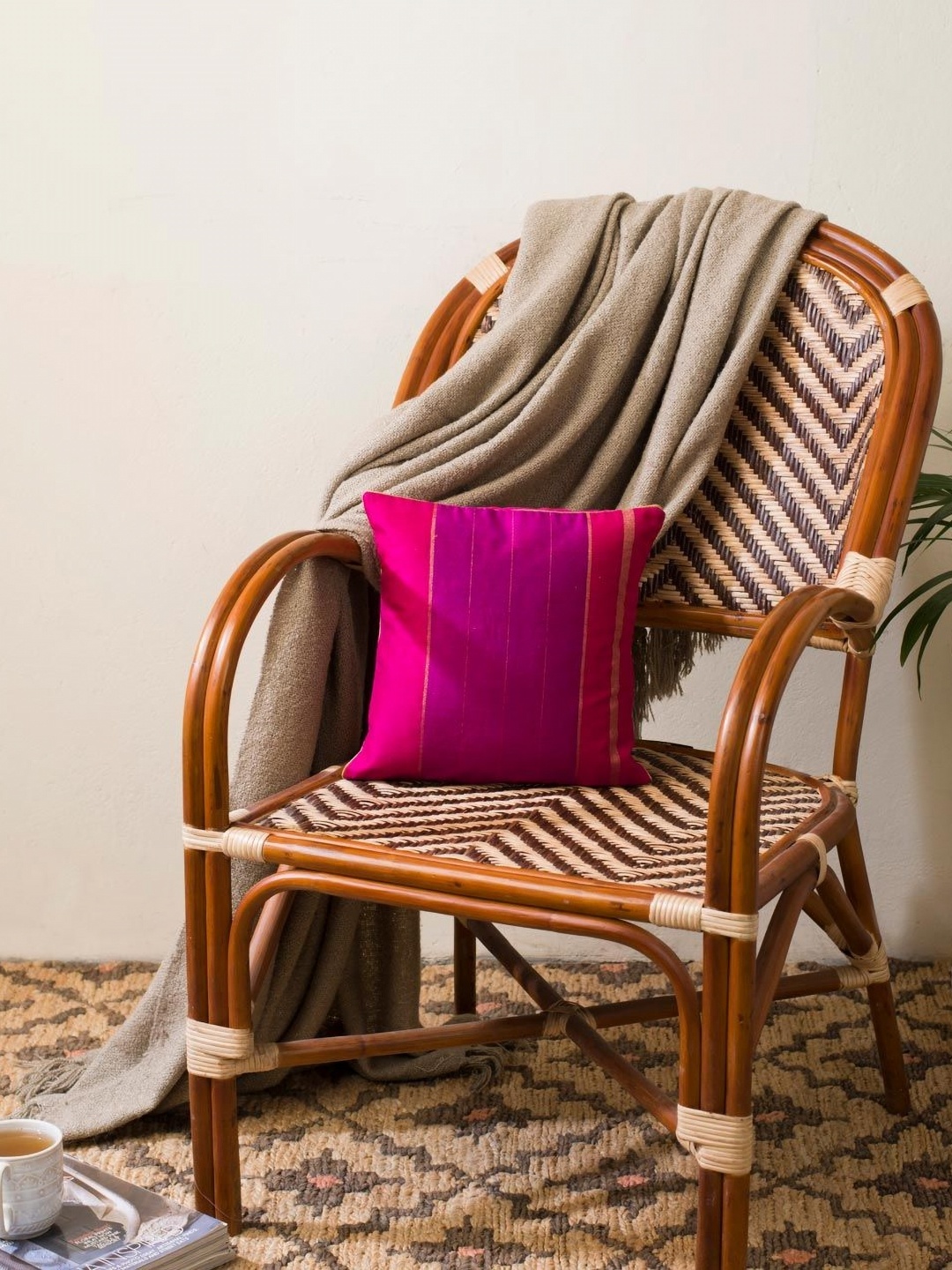 

Fabindia Udai Pink & Purple Striped Square Cushion Covers