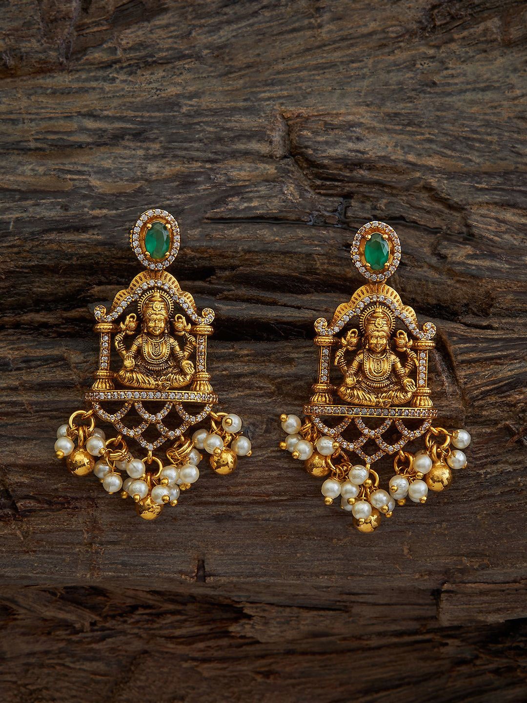 

Kushal's Fashion Jewellery Gold Plated Cubic Zirconia Antique Drop Earrings