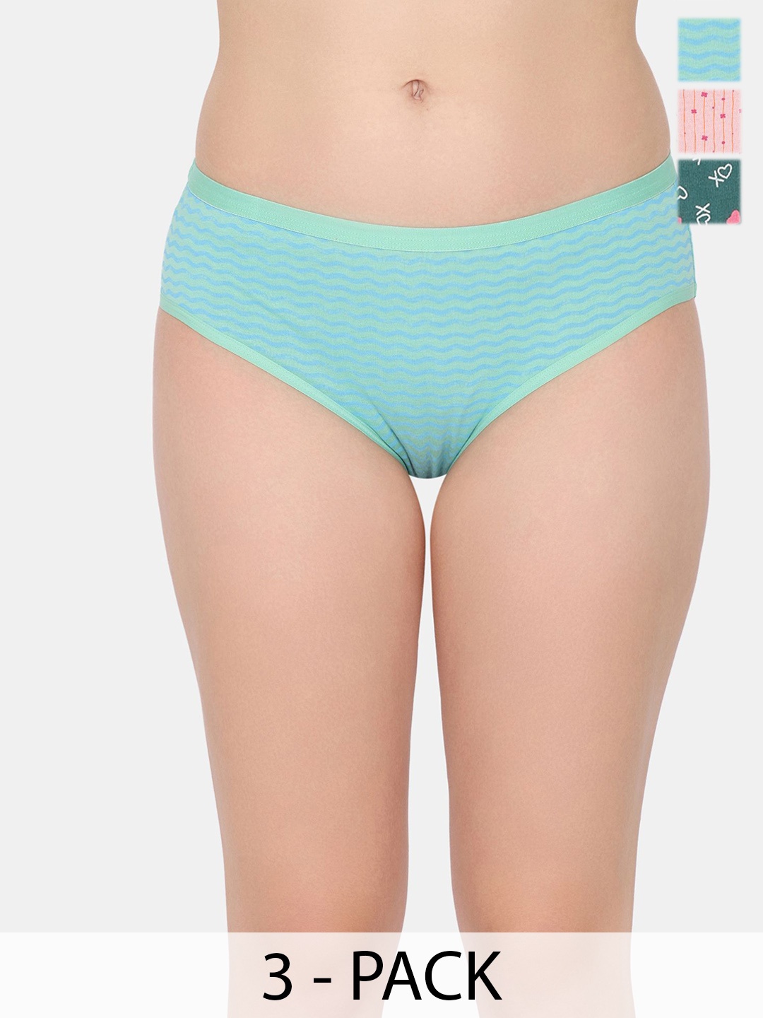 

Rosaline by Zivame Women Pack Of 3 Hipster Briefs, Green