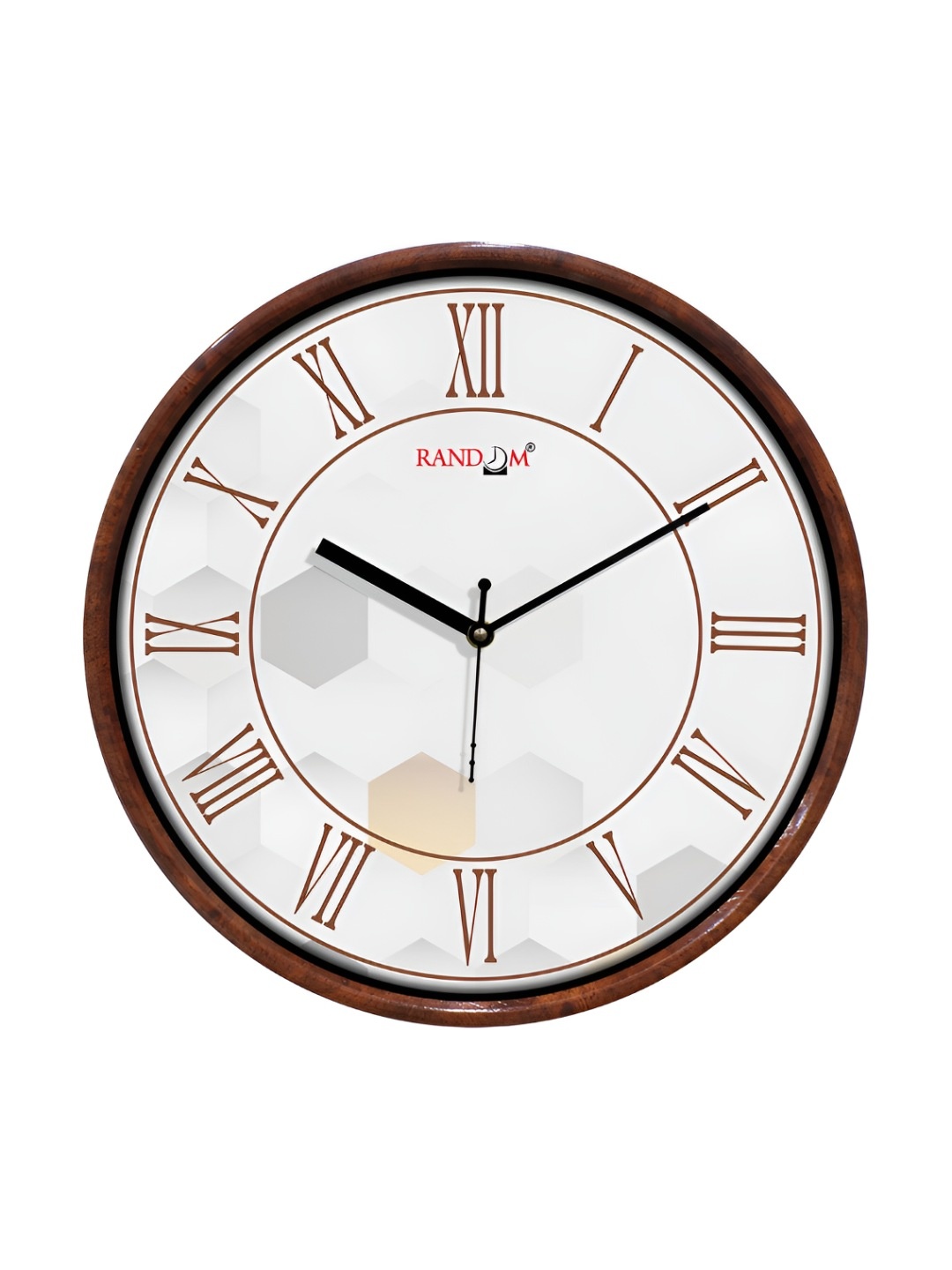 

RANDOM Brown & White Printed Contemporary Round Wall Clock