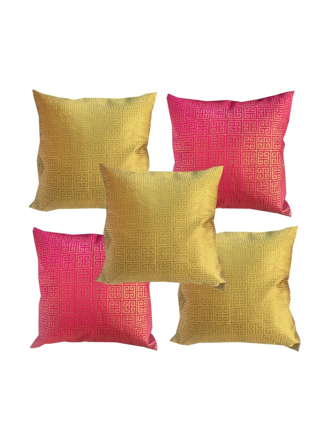 

Pink Parrot Green & Pink 5 Pieces Geometric Square Cushion Covers