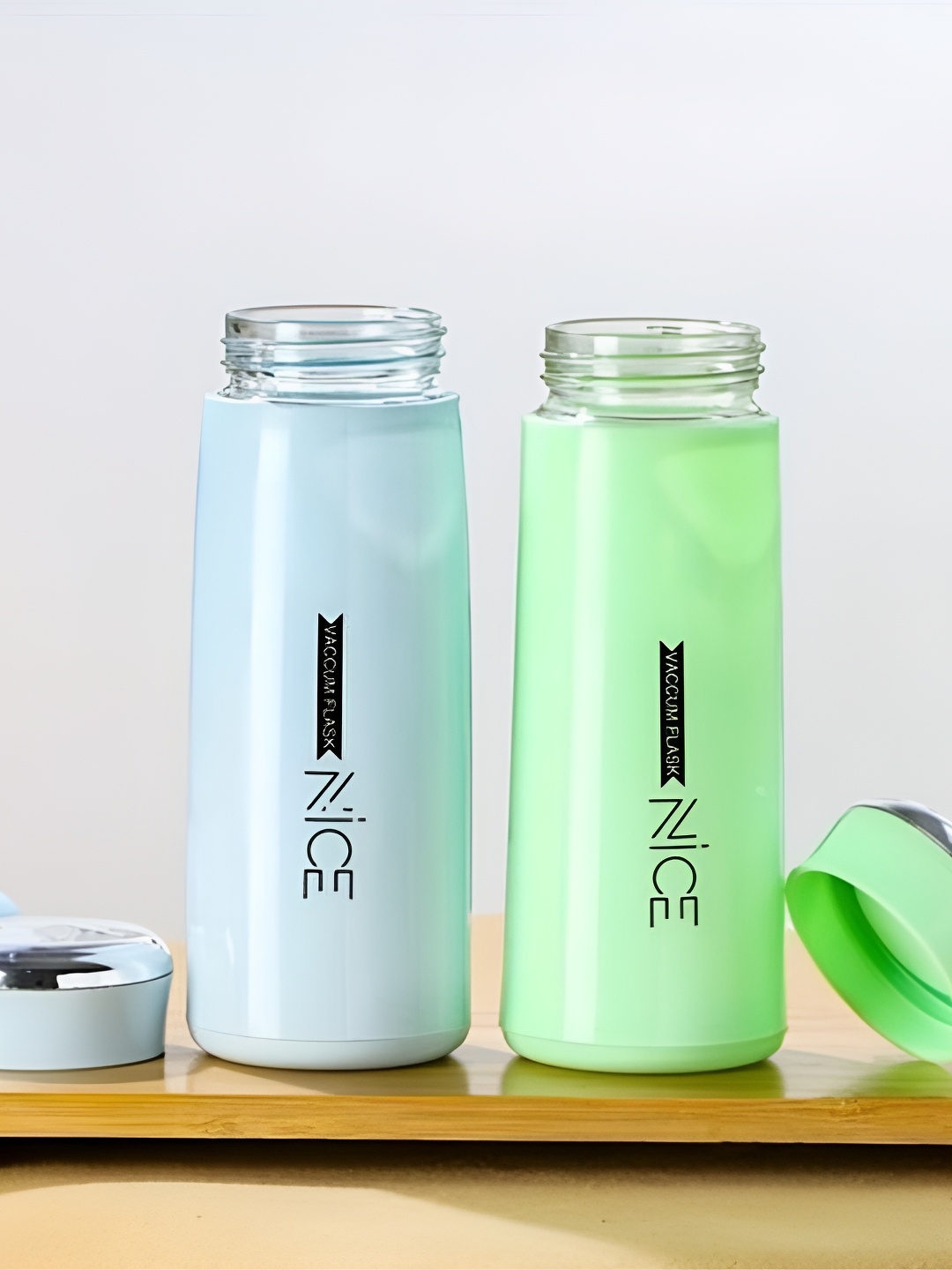 

WELOUR Blue & Green Typography 2 Pieces Glass Water Bottle 450ml