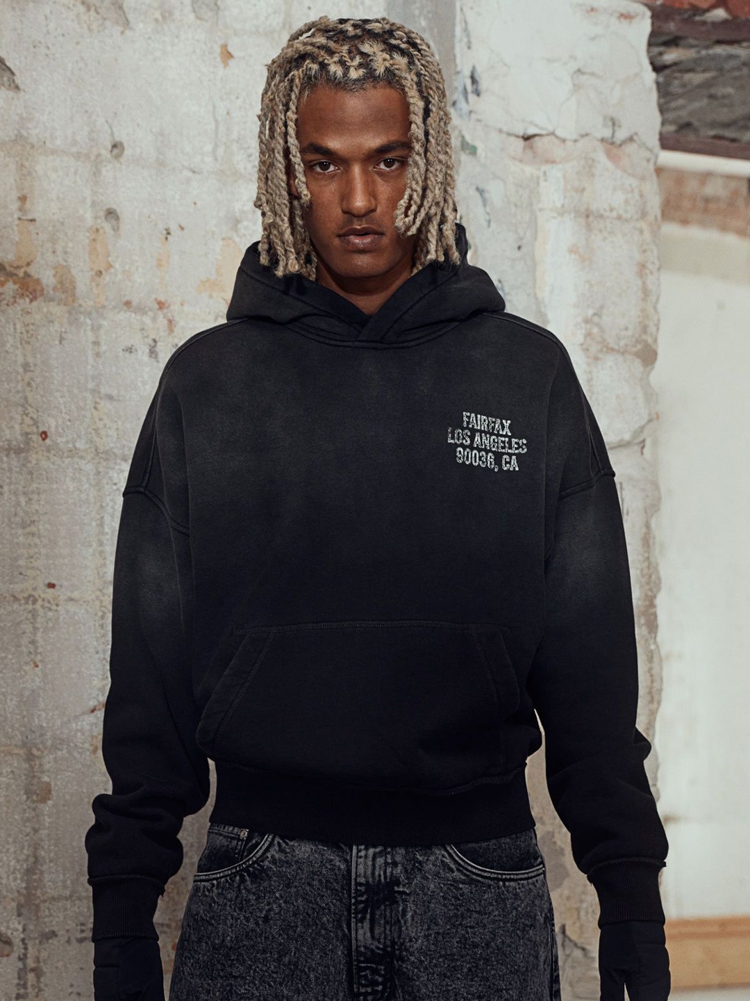 

H&M Pure Cotton Oversized Fit Printed Hoodie, Black