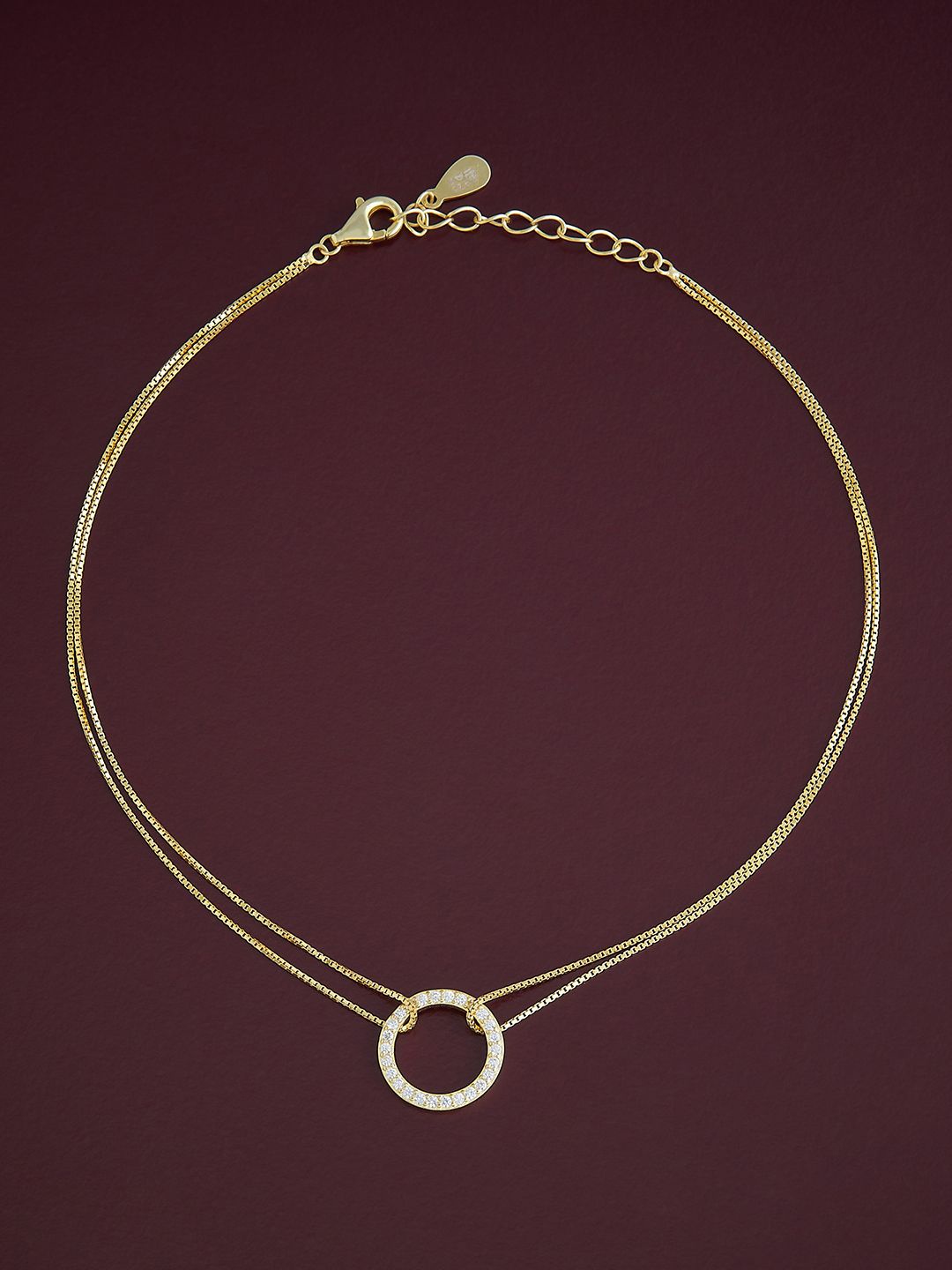 

Kushal's Fashion Jewellery Sterling Silver Artificial Stones Gold-Plated Anklet