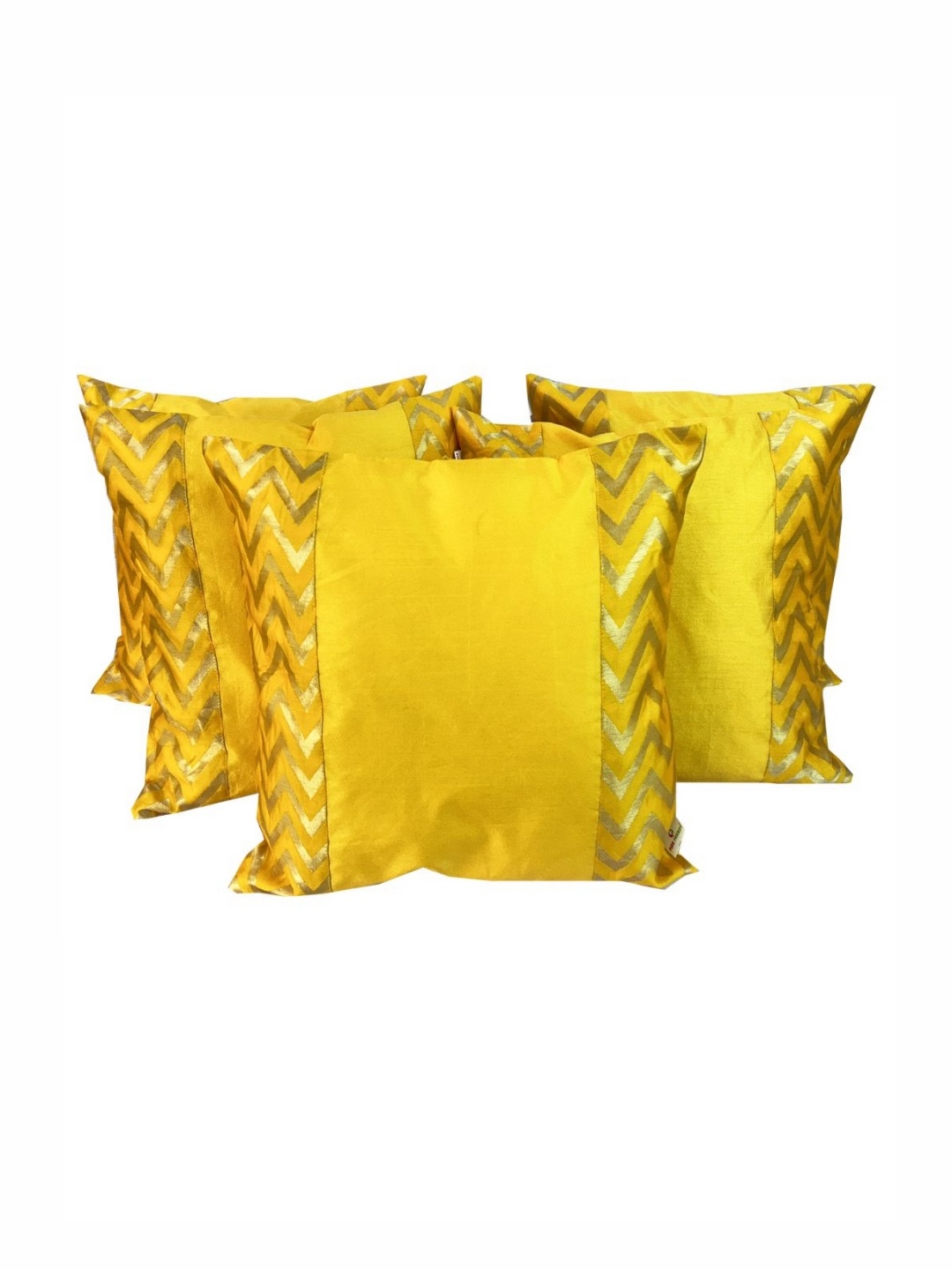 

Pink Parrot Yellow 5 Pieces Geometric Printed Jacquard Silk Square Cushion Covers