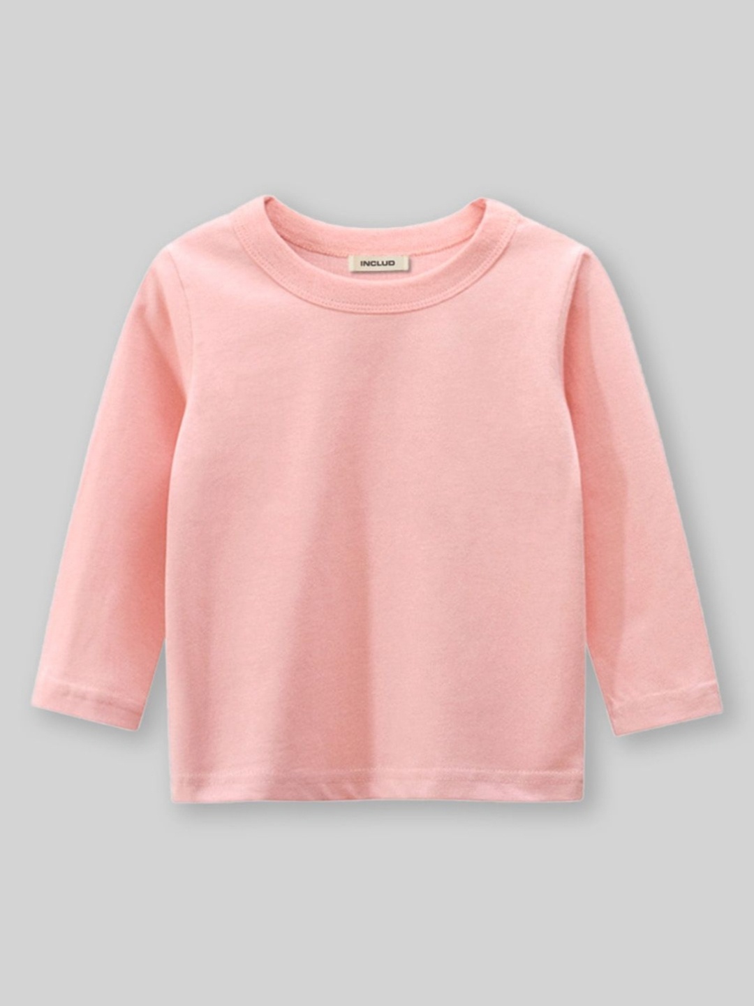 

INCLUD Boys Solid Round Neck Cotton T-shirt, Pink