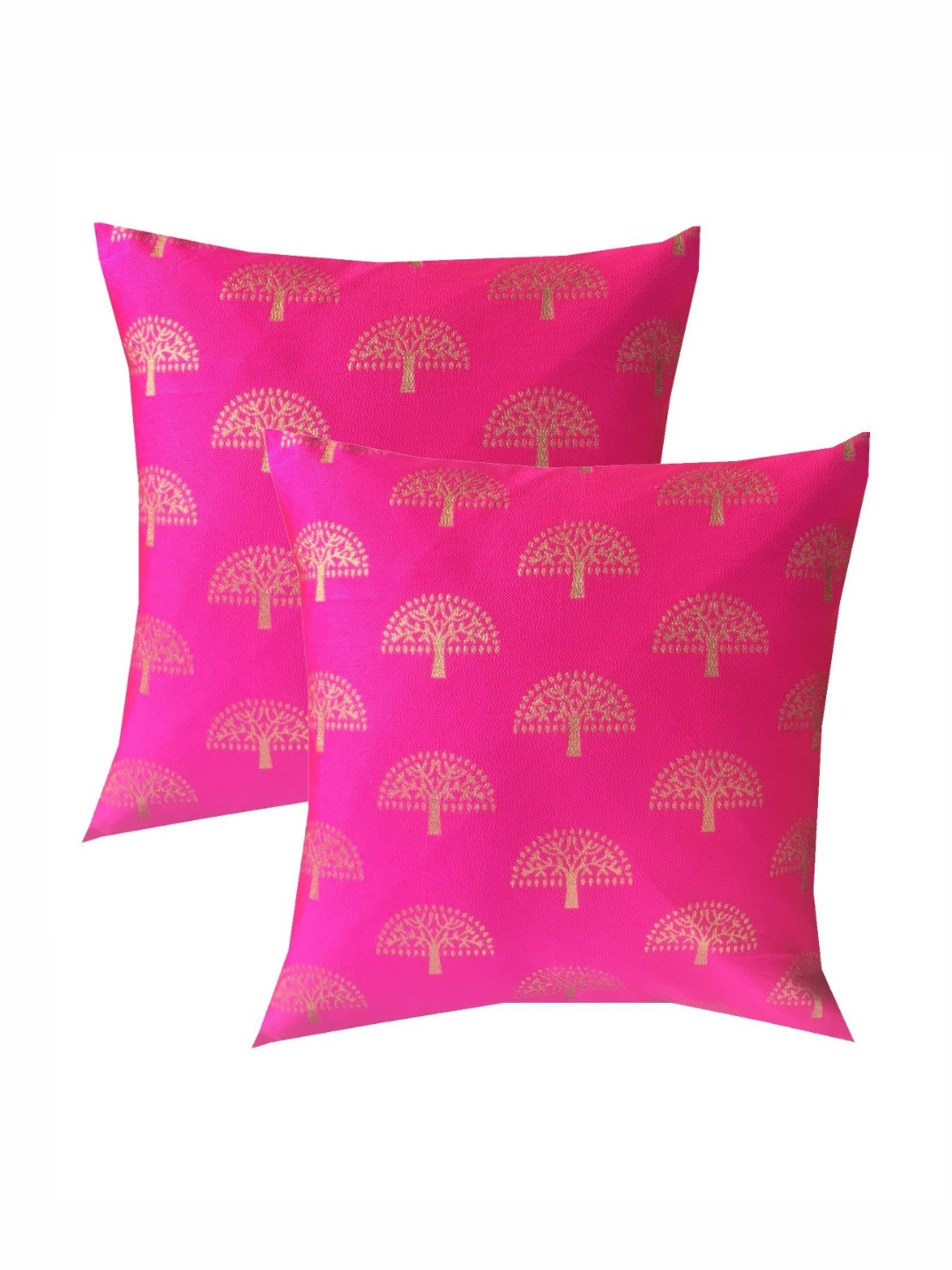 

Pink Parrot Pink & Gold-Toned Set of 2 Ethnic Motifs Round Cushion Covers