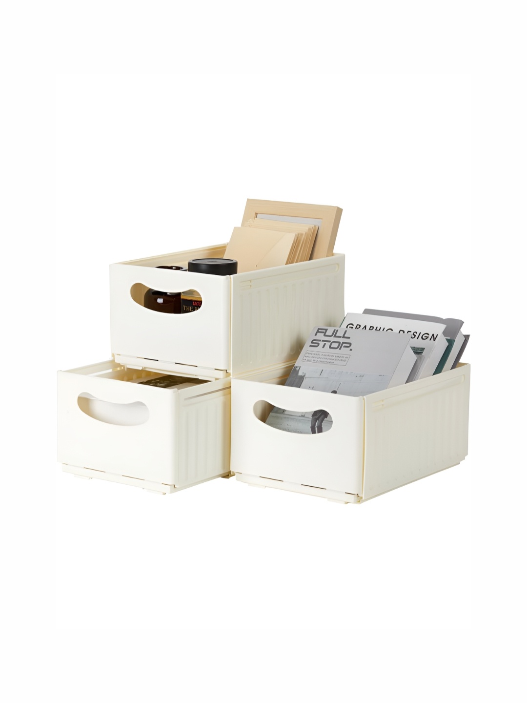 

HOUSE OF QUIRK Beige 3 Pieces Regular Multi-Utility Organisers