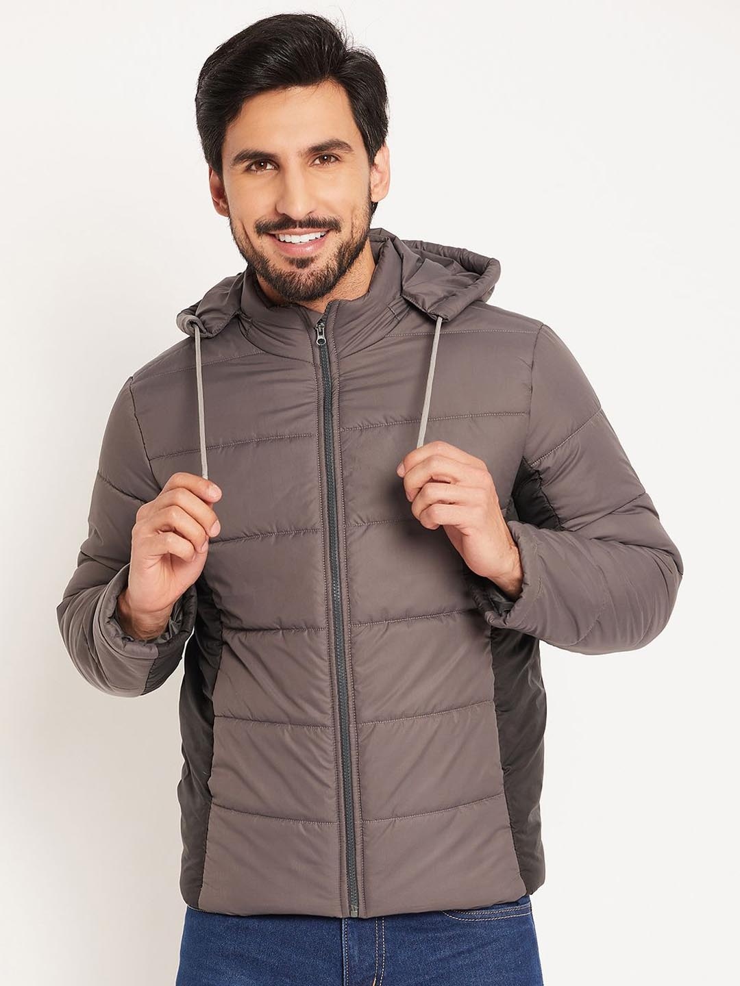 

VERO AMORE Men Colourblocked Hooded Puffer Jacket, Grey