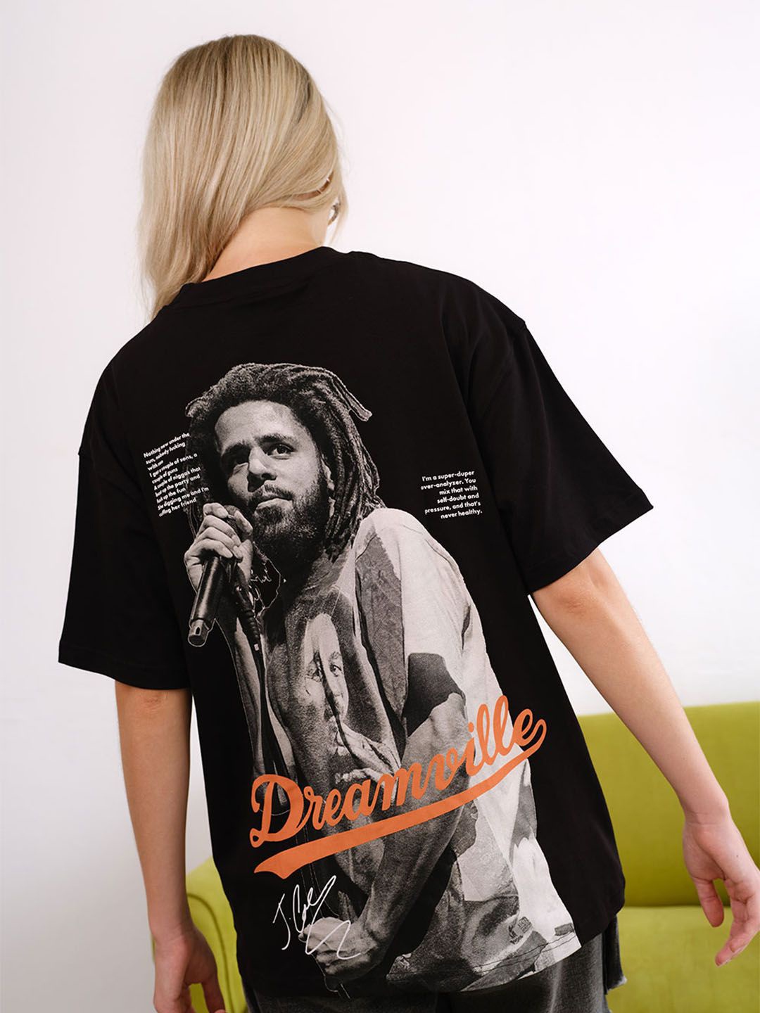

Bonkers Corner Women Graphic Printed Round Neck Cotton Oversized T-shirt, Black
