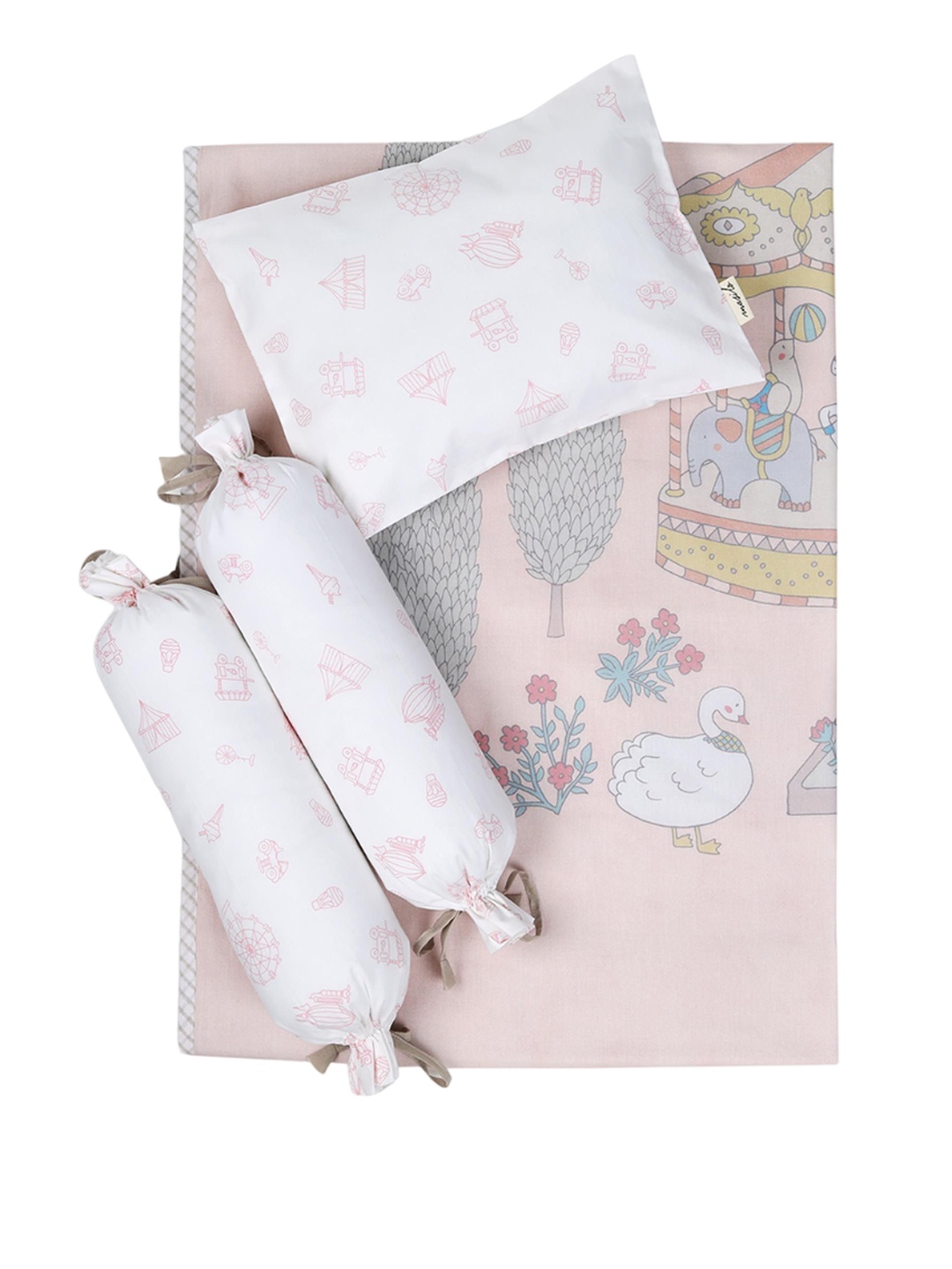 

Masilo Infants Carnival Printed Cotton Mini Cot Set, White