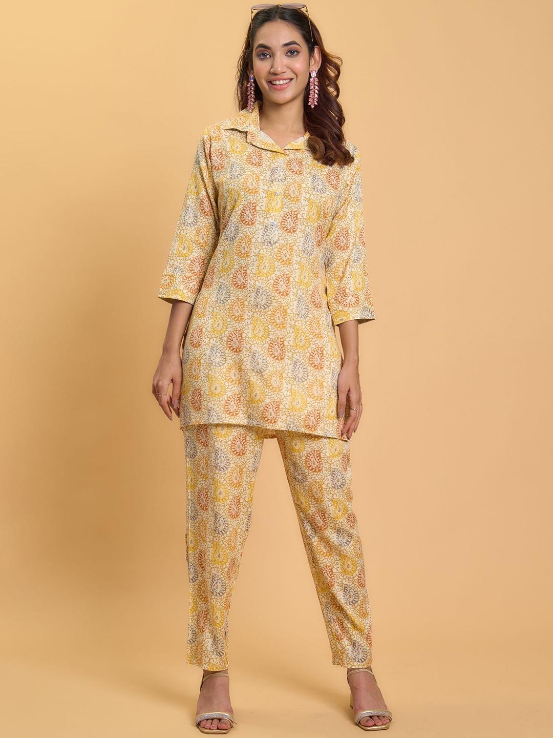 

Anouk Printed Tunic With Trousers, Yellow