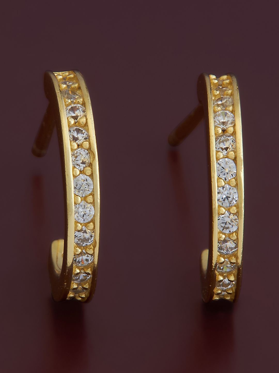 

Kushal's Fashion Jewellery 92.5 Pure Silver Gold-Plated Classic Cubic Zirconia Earrings