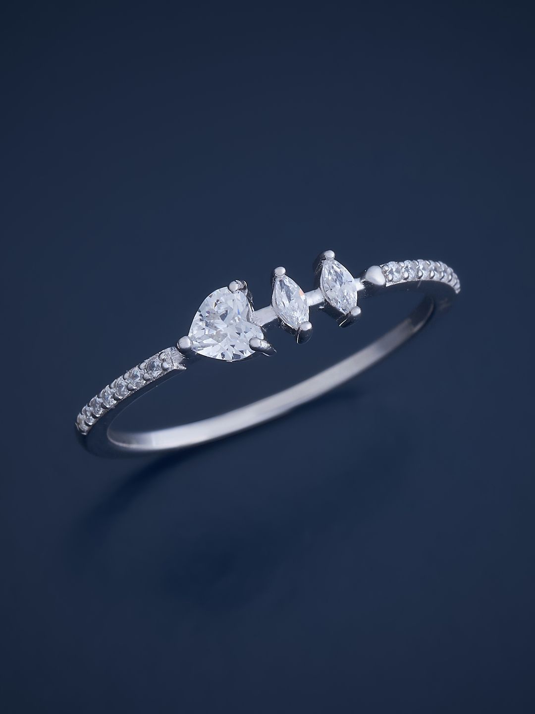 

Kushal's Fashion Jewellery Sterling Silver Cubic Zirconia Rhodium-Plated Finger Ring