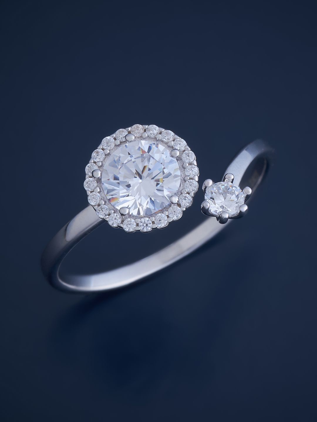 

Kushal's Fashion Jewellery Sterling Silver Rhodium-Plated Cubic Zirconia Finger Ring