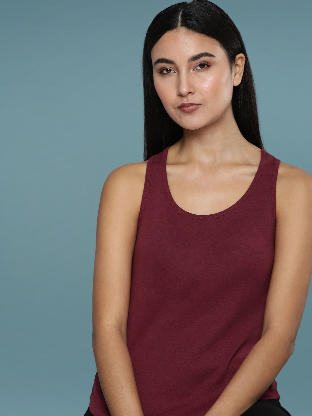

DressBerry Women Solid Round Neck Cotton Slim Fit T-shirt, Maroon