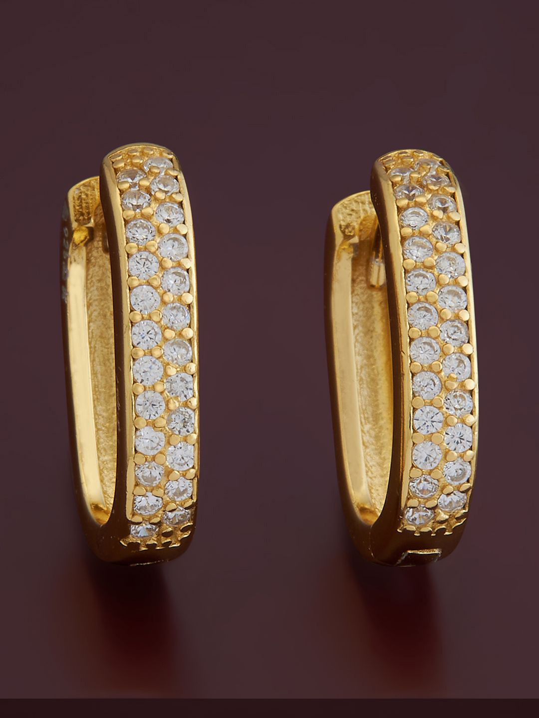 

Kushal's Fashion Jewellery 92.5 Pure Silver Gold-Plated Cubic Zirconia Hoop Earrings, White