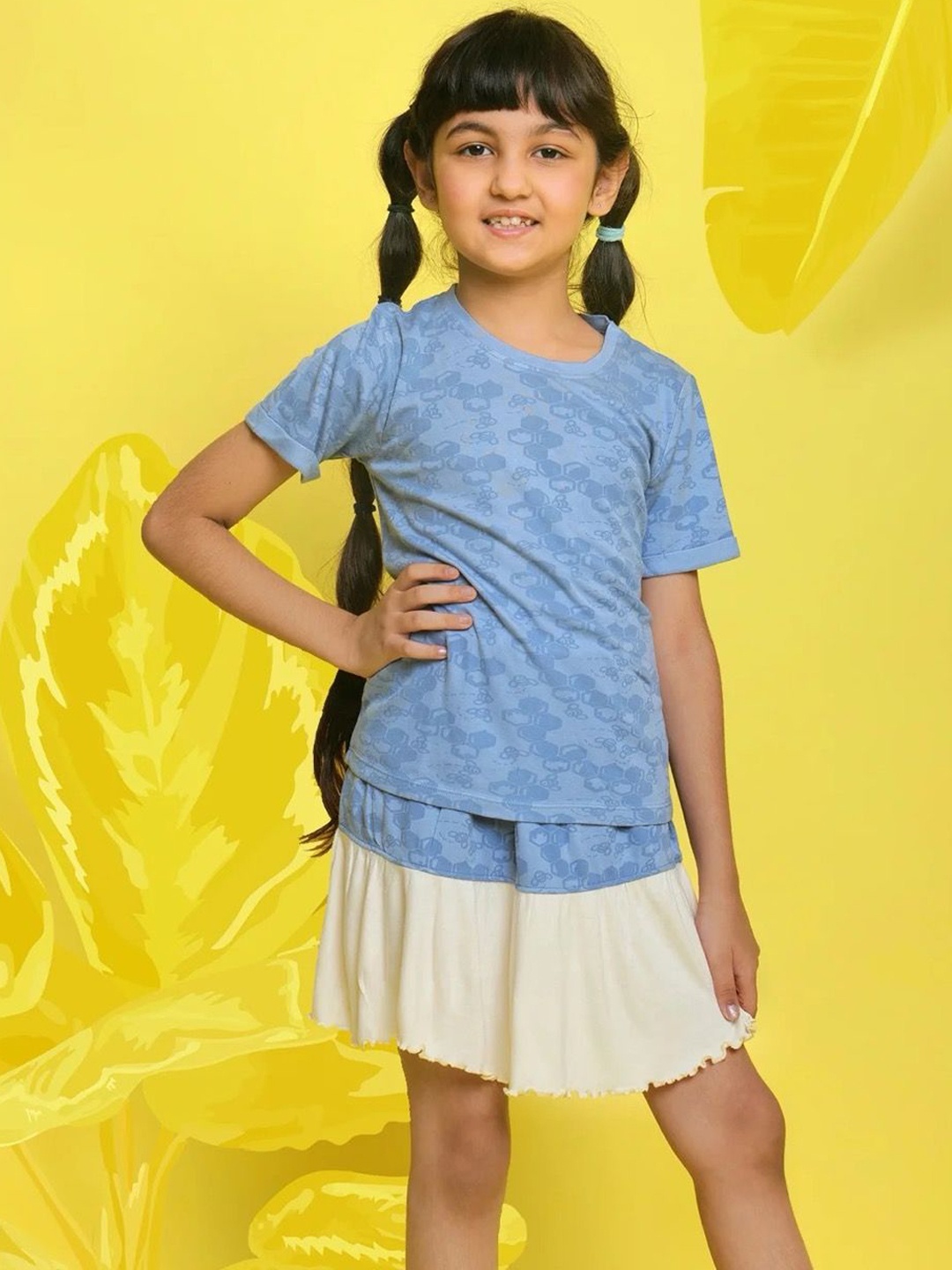 

Miko Lolo Girls Printed Flared Skirts, Blue