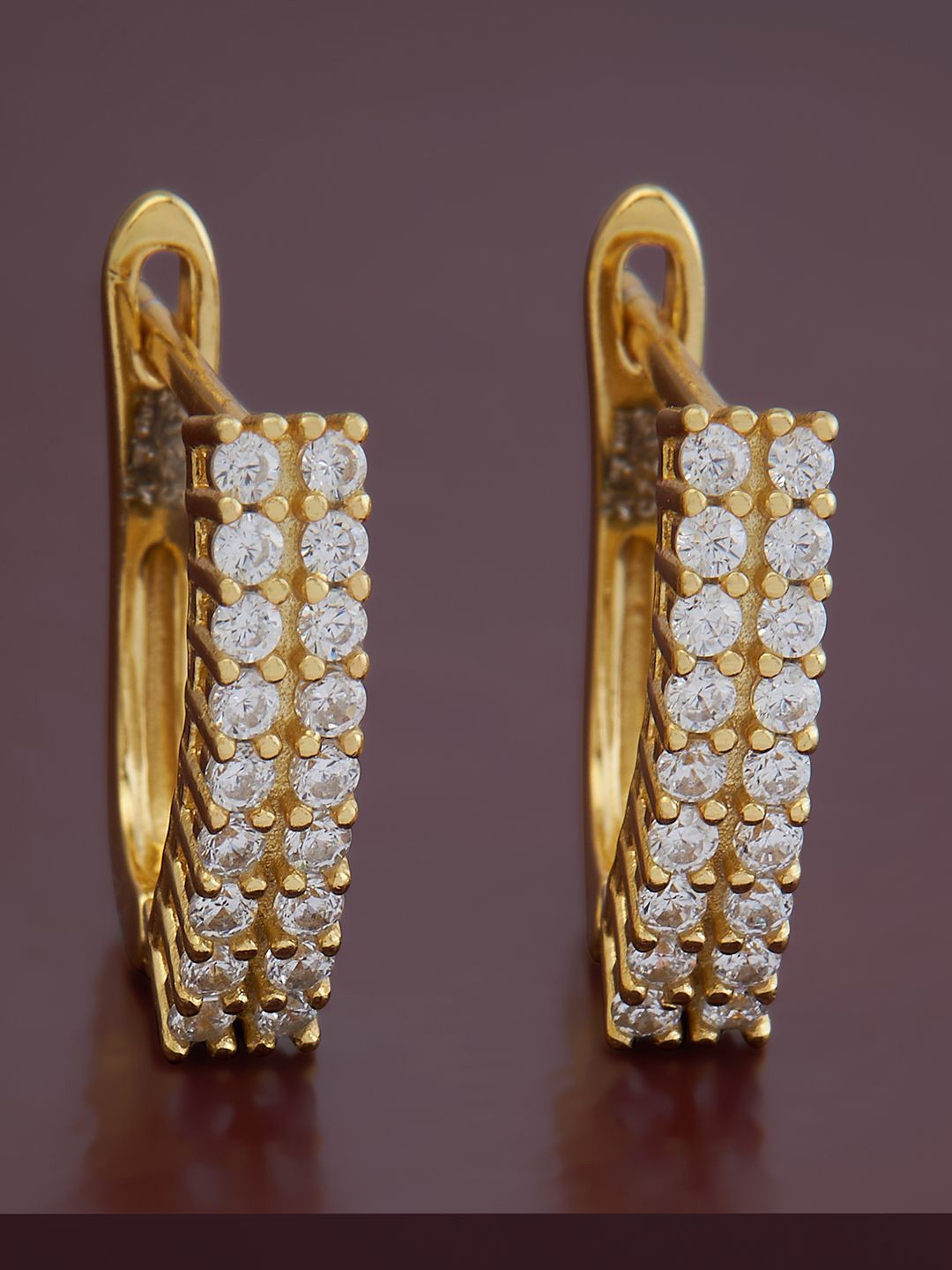 

Kushal's Fashion Jewellery Sterling Silver Cubic Zirconia Gold-Plated Hoop Earrings