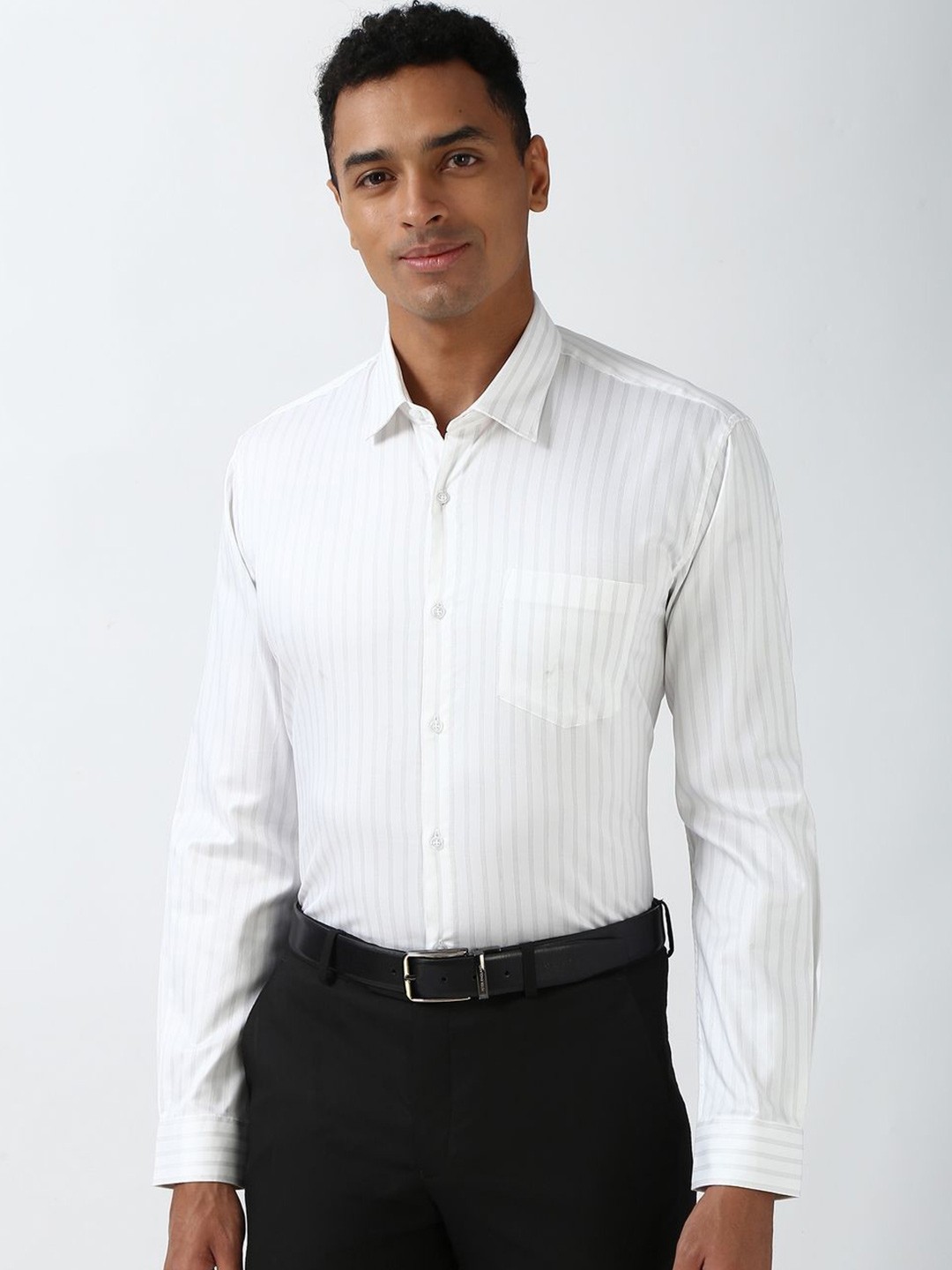 

Peter England Men Opaque Striped Formal Shirt, White