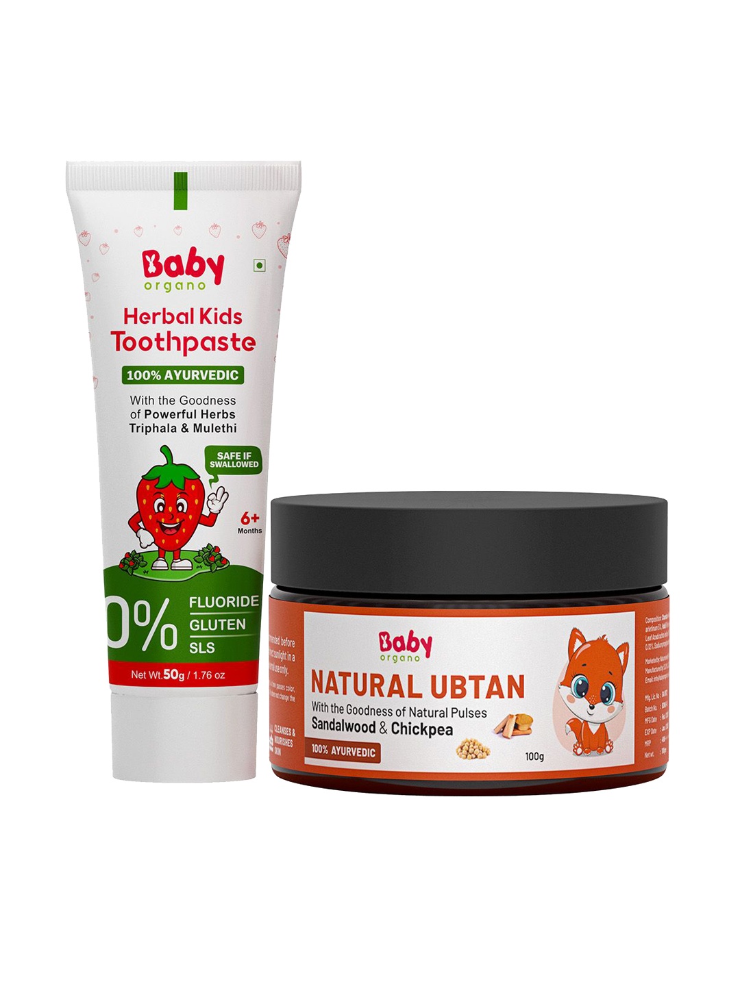 

BABYORGANO Toothpaste & & Natural Ubtan Combo-50g + 100g, Green