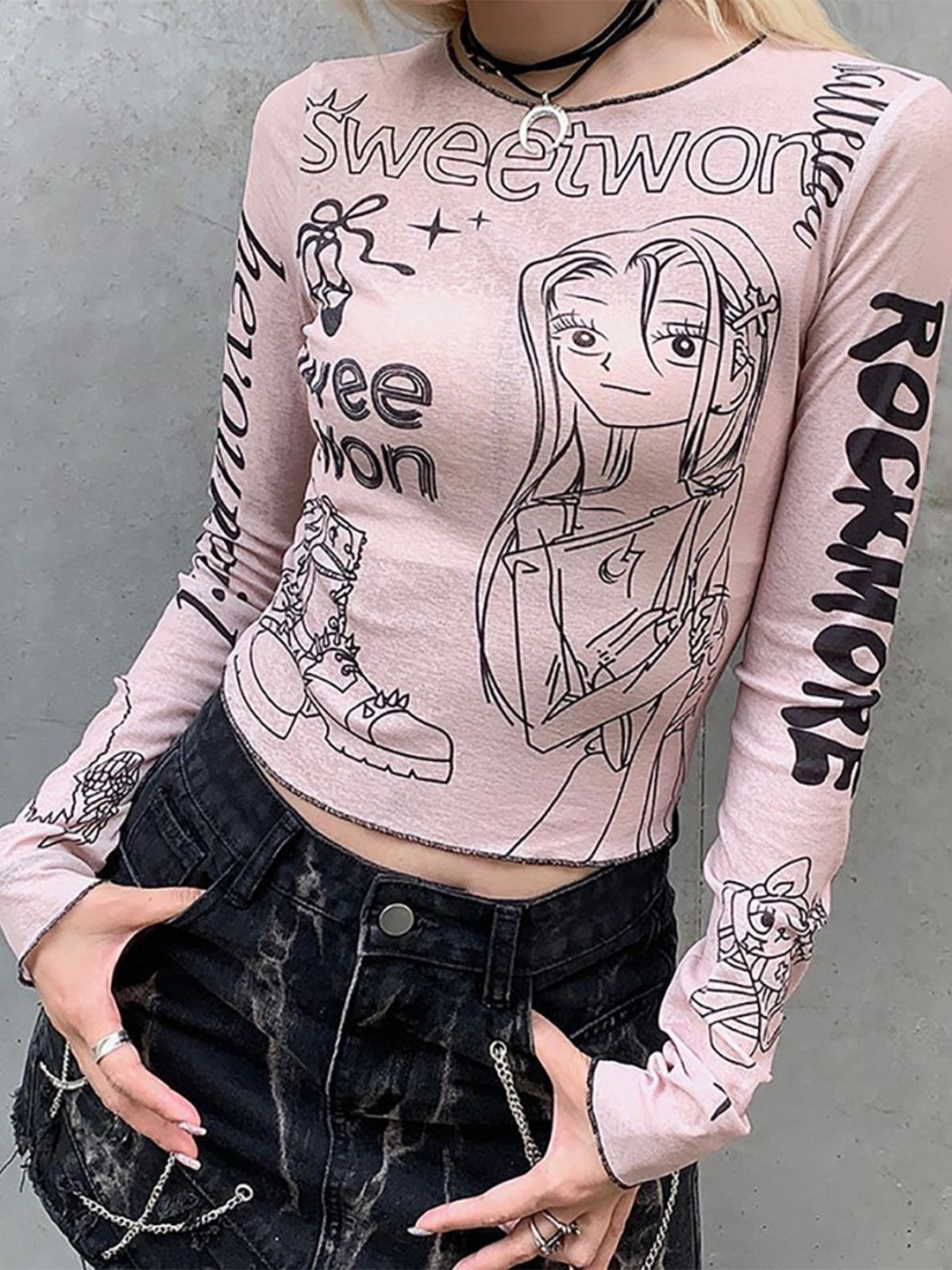 

StyleCast x Revolte Women Graphic Printed Round Neck Top, Peach