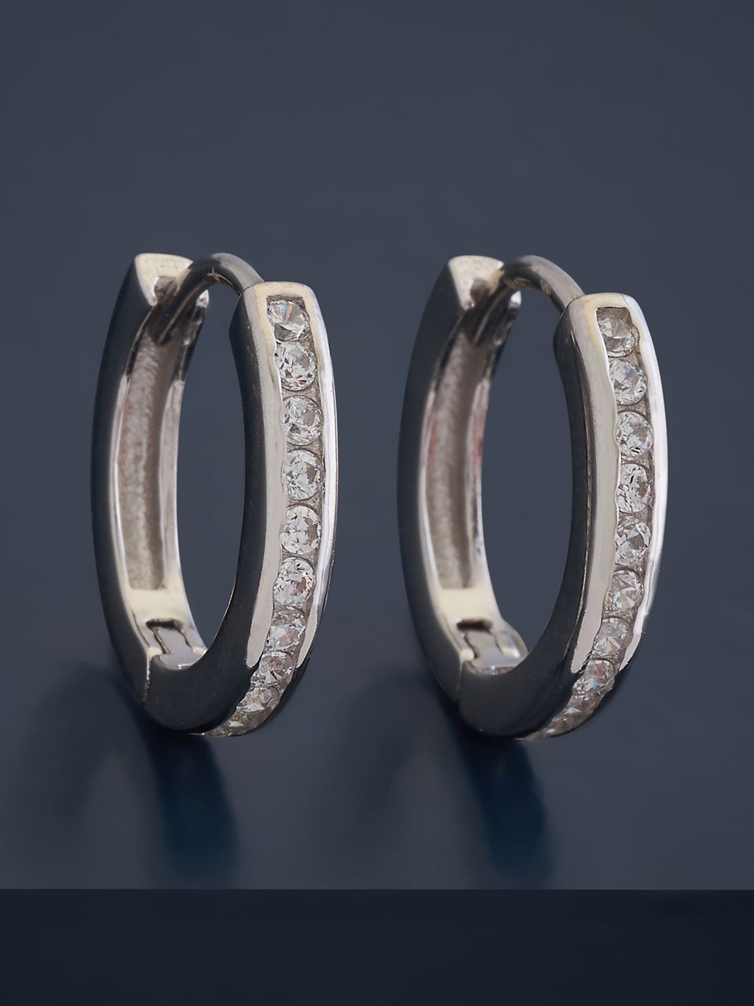 

Kushal's Fashion Jewellery Sterling Silver Cubic Zirconia Silver-Plated Hoop Earrings