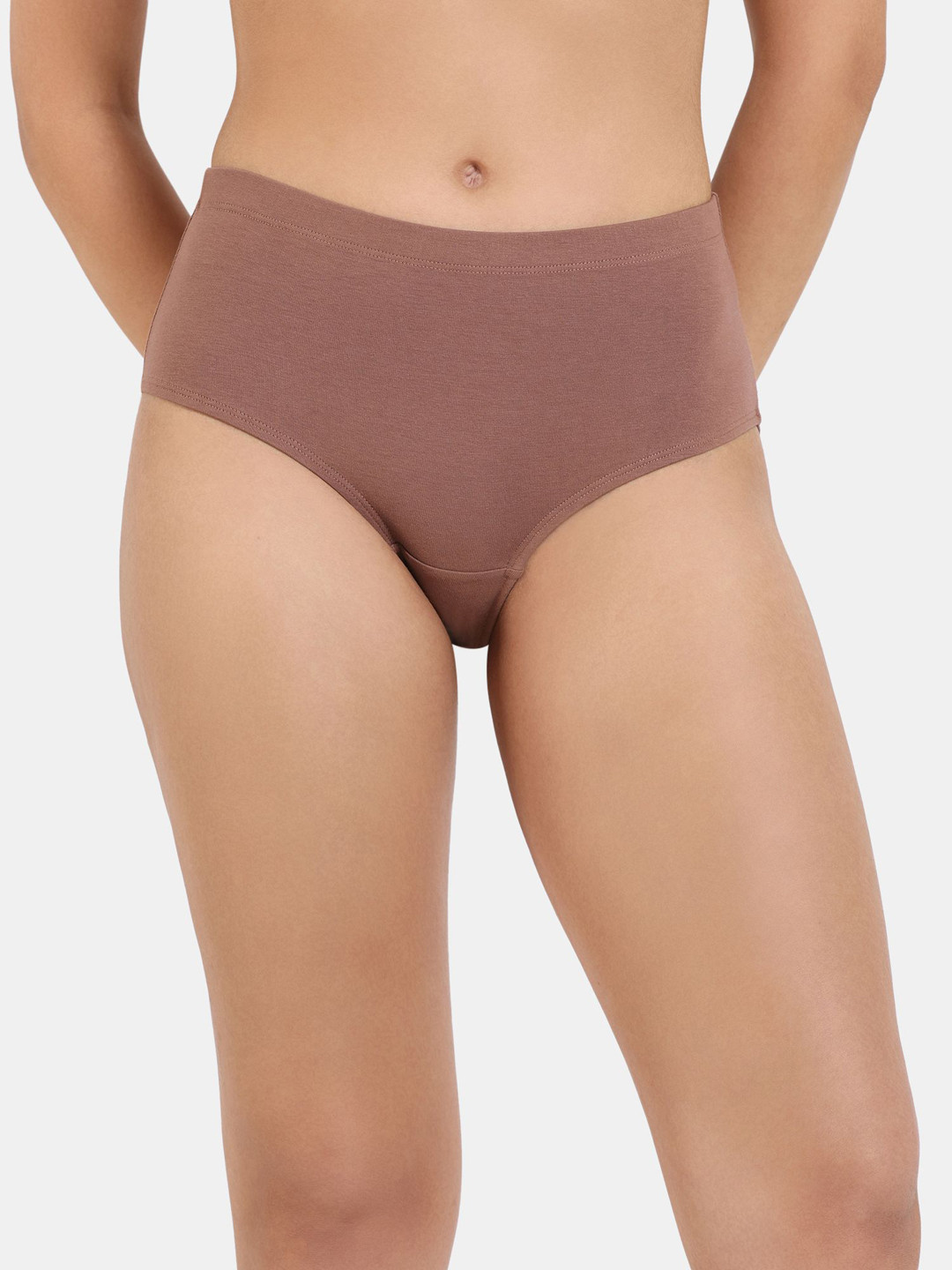 

Zivame Women Ribbed Mid-Rise Hipster Brief, Brown