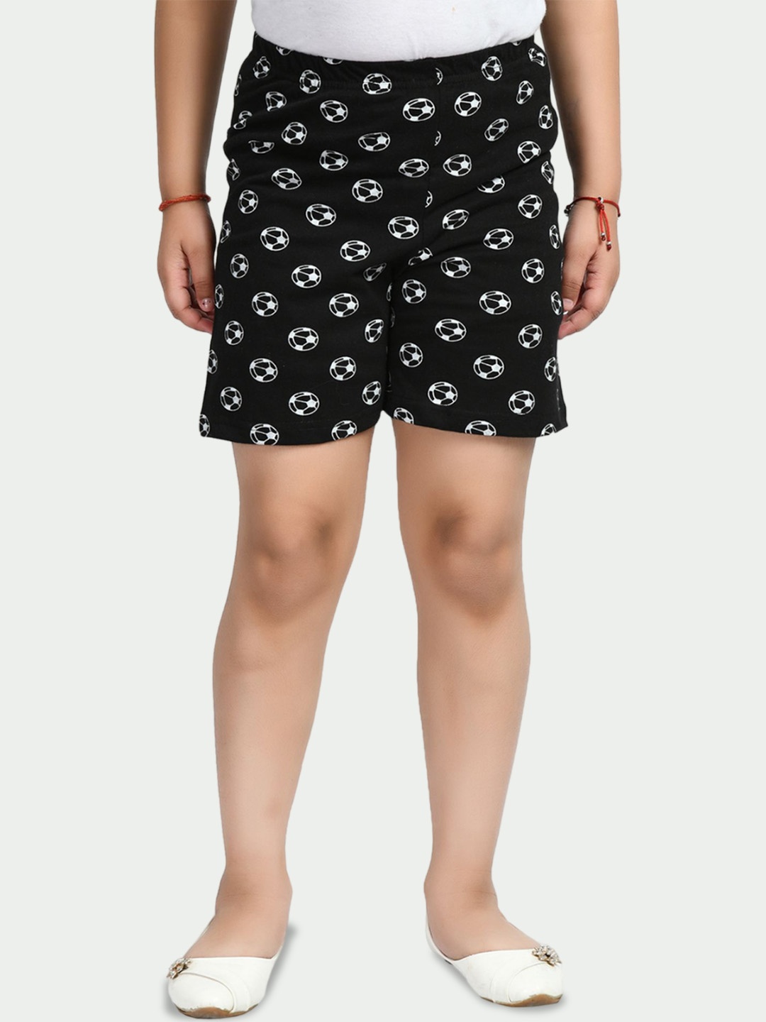 

KAYU Girls Printed High-Rise Pure Cotton Shorts, Black