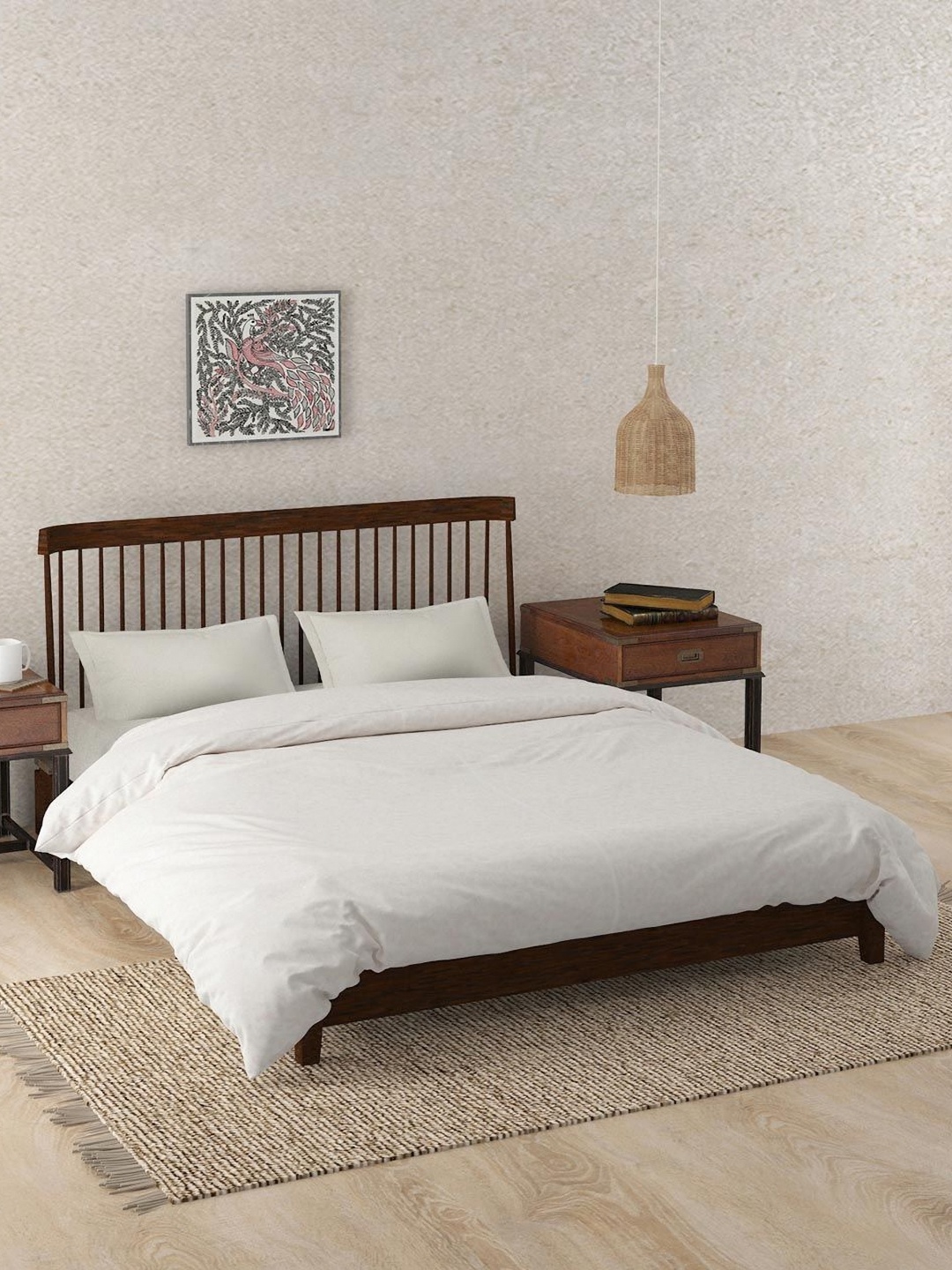 

Fabindia Vardaniya White & Maroon Ethnic Motifs Printed 110 GSM Cotton Double Bed Dohar