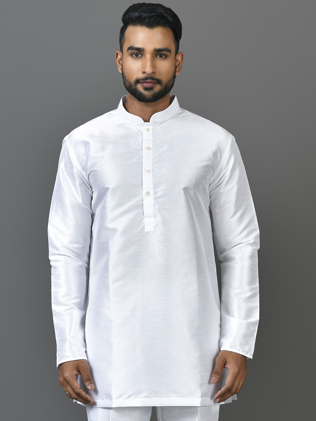 

Sayisha Mandarin Collar Long Sleeves Cotton Straight Kurta, White