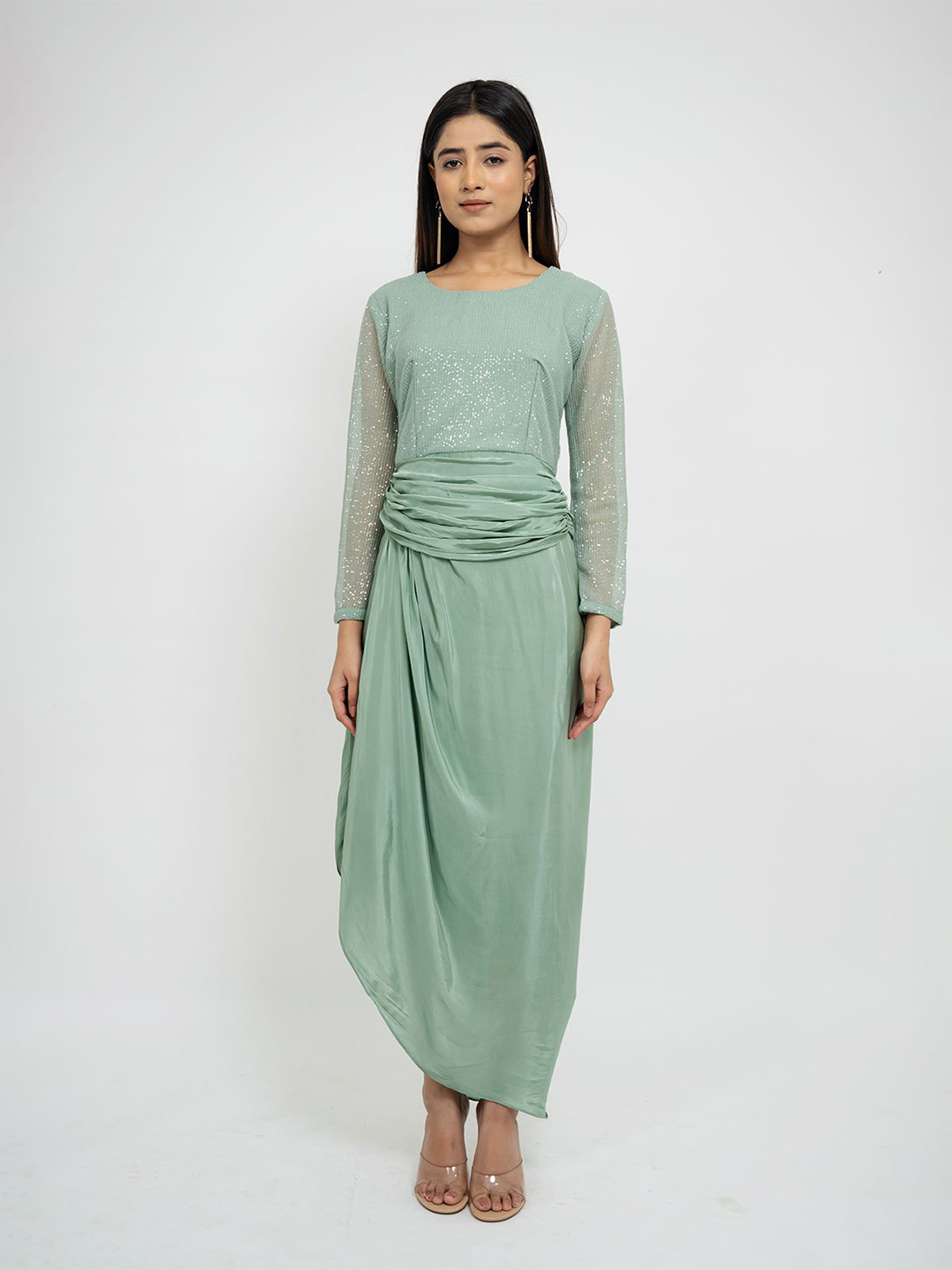 

AFFAIRE'S BY LEVELL5 Women Boat Neck Fit & Flare Maxi Dress, Teal