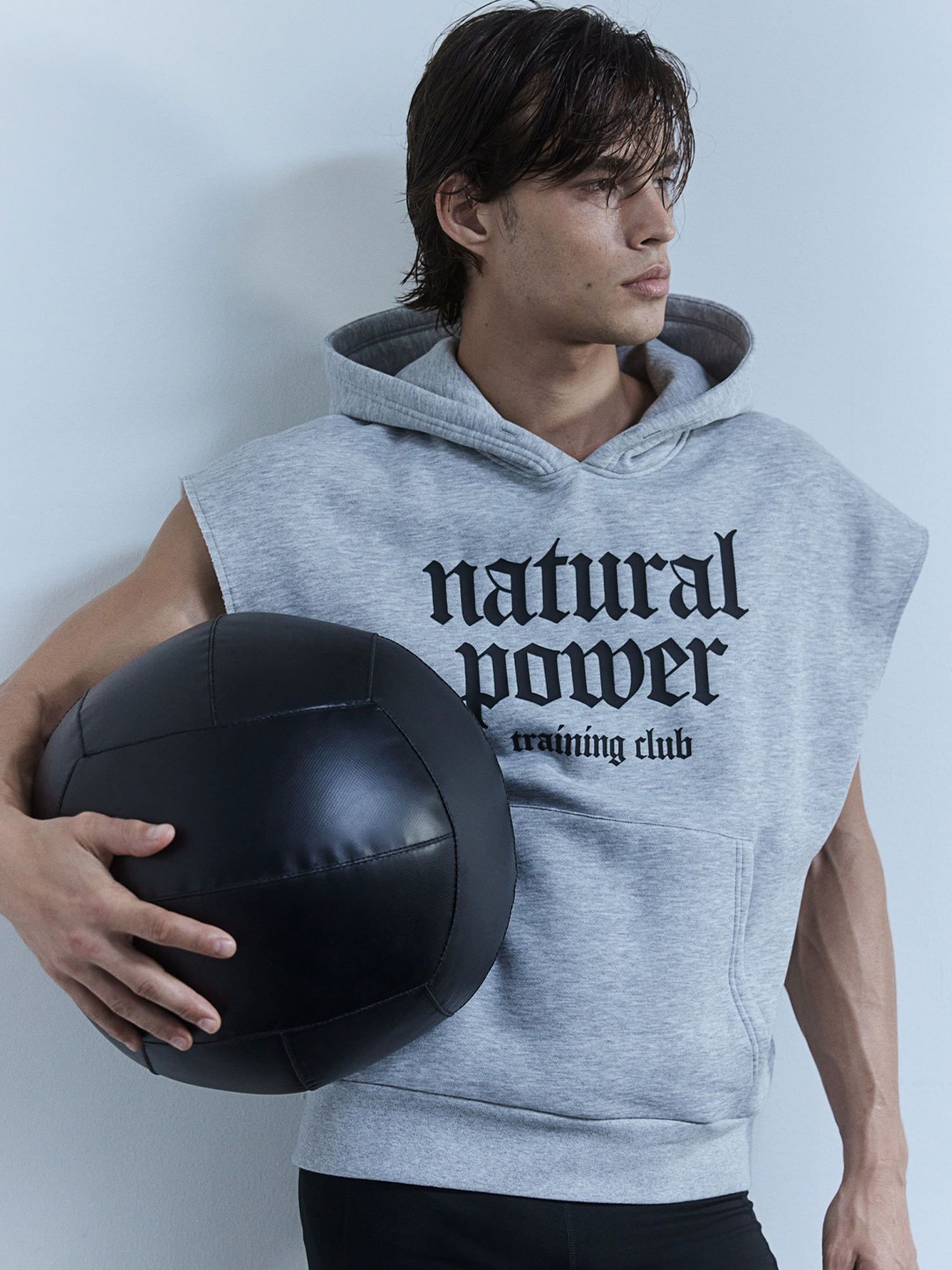 

H&M Loose Fit Sleeveless Sports Hoodie, Grey