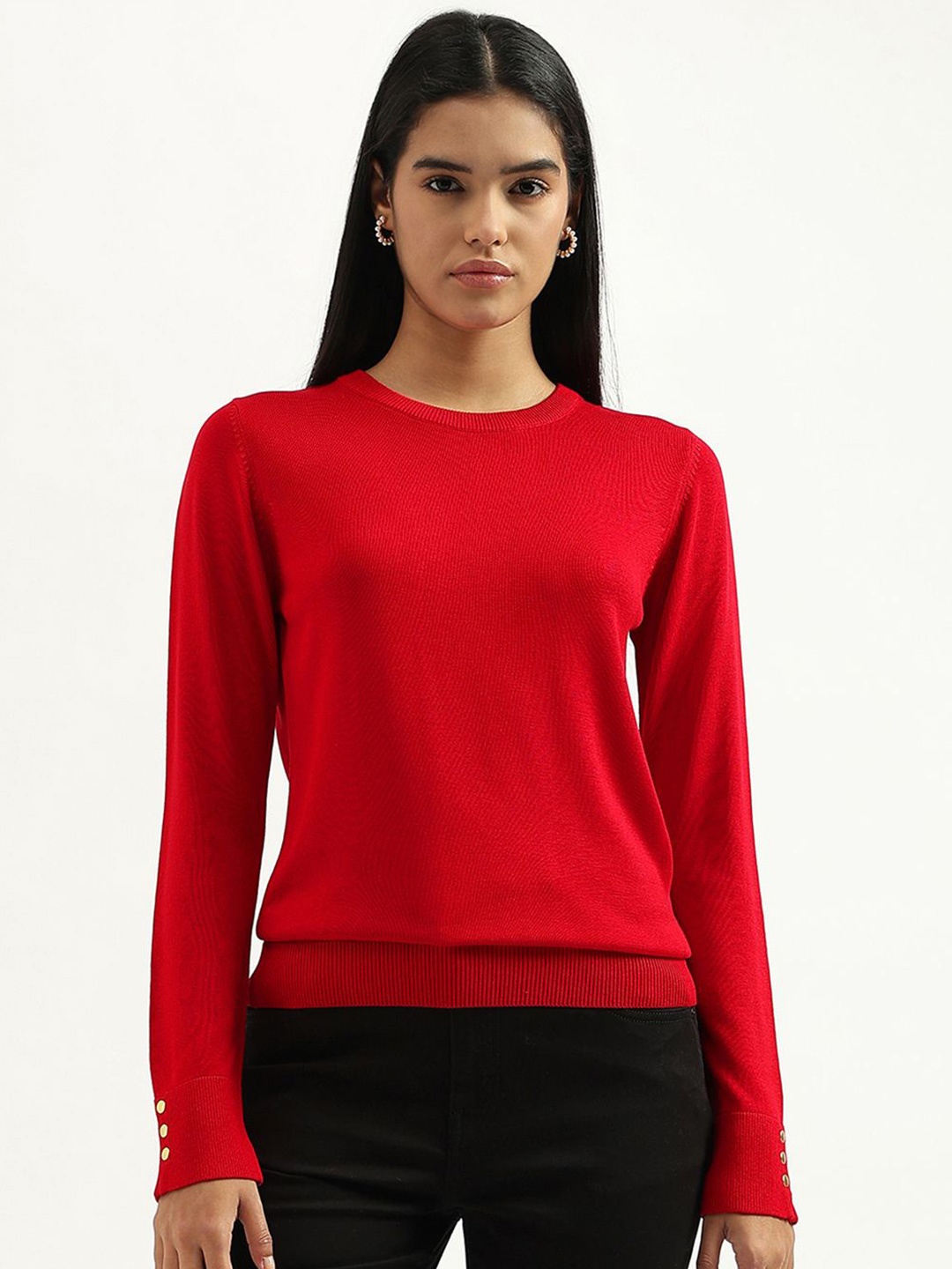 

United Colors of Benetton Women Solid Pullover, Red