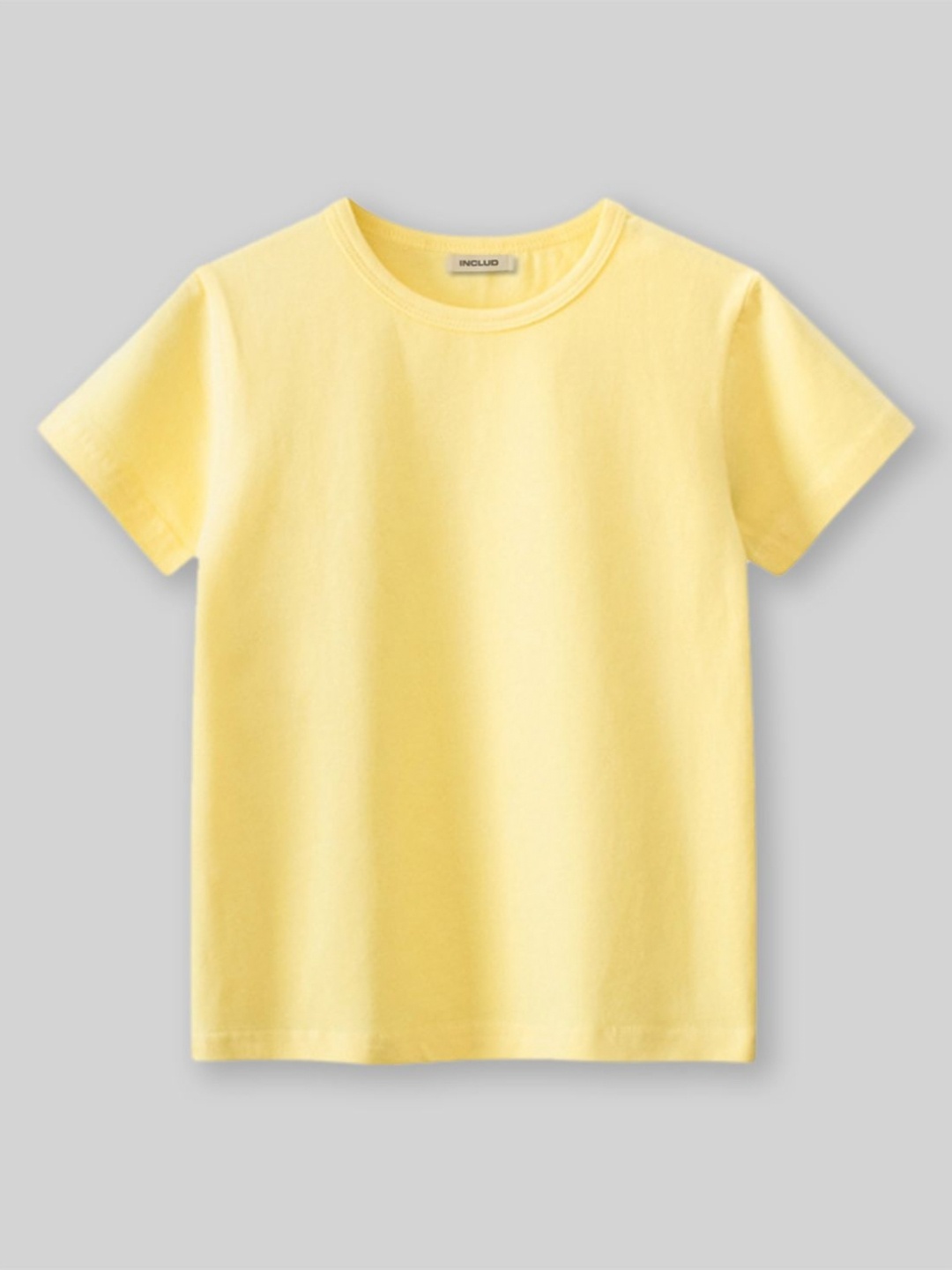 

INCLUD Boys Solid Round Neck Cotton T-shirt, Yellow