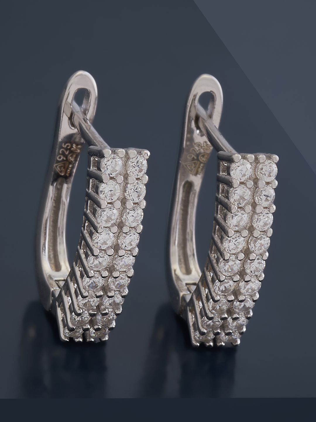 

Kushal's Fashion Jewellery Sterling Silver Cubic Zirconia Rhodium-Plated Hoop Earrings, White