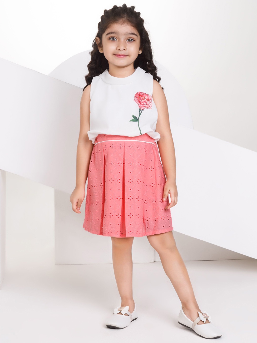 

Peppermint Girl Embroidered A-Line Dress, Peach